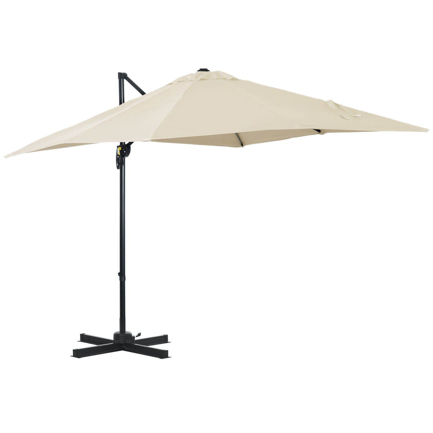 8' x 8' Square Patio Hanging Offset Umbrella with 360° Rotation, Aluminum Outdoor Cantilever Parasol with Crank & Tilt, Sun Canopy Shelter with Cross Base, White