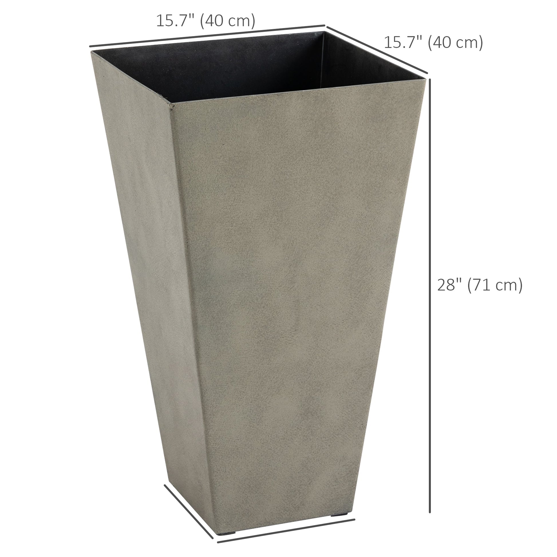28" Tall Planters for Outdoor Plants with Drainage Hole, Set of 3 Taper Indoor Outdoor Planters, Large Plastic Garden Flower Pots for Porch, Patio, Yard, Mixed Grey