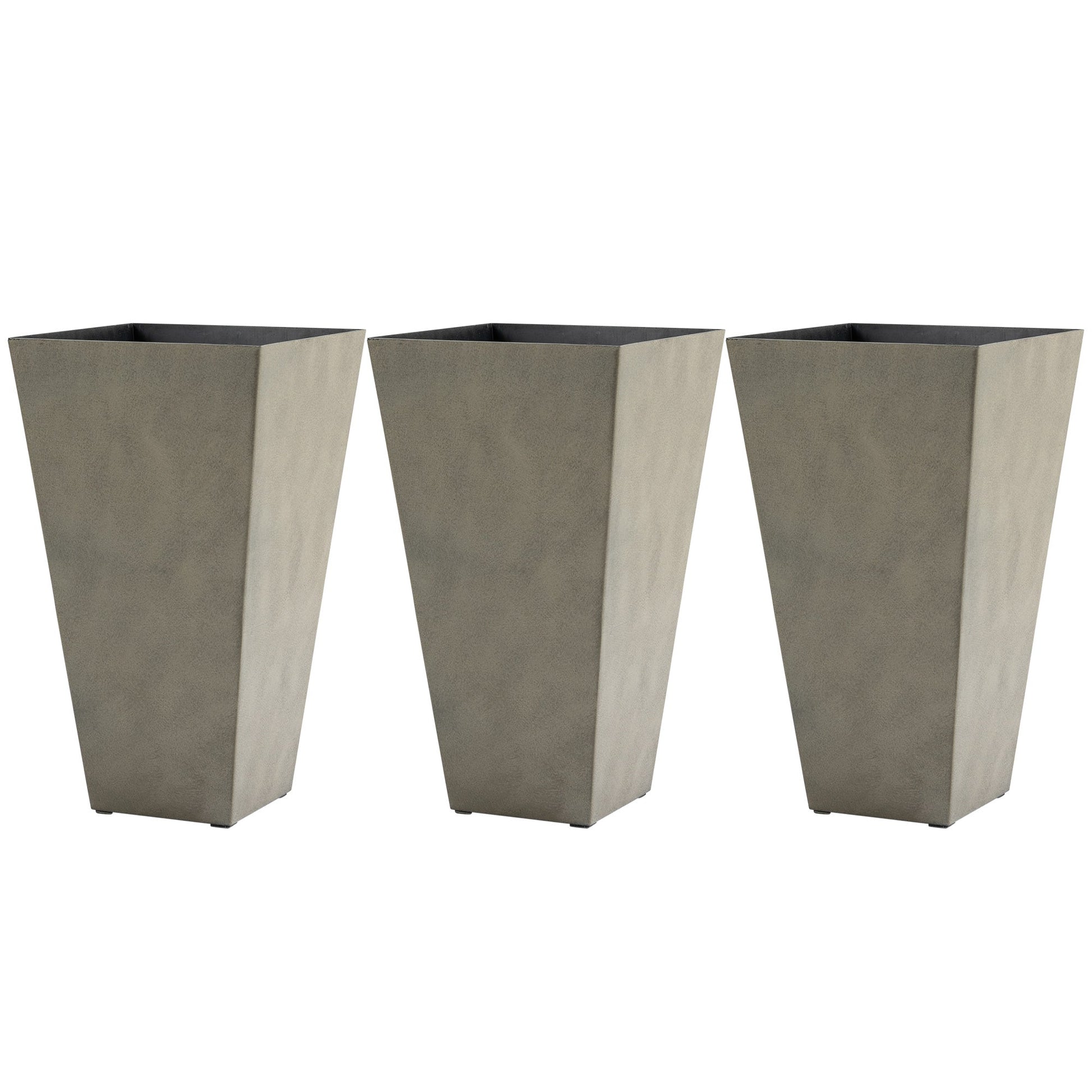 28" Tall Planters for Outdoor Plants with Drainage Hole, Set of 3 Taper Indoor Outdoor Planters, Large Plastic Garden Flower Pots for Porch, Patio, Yard, Mixed Grey