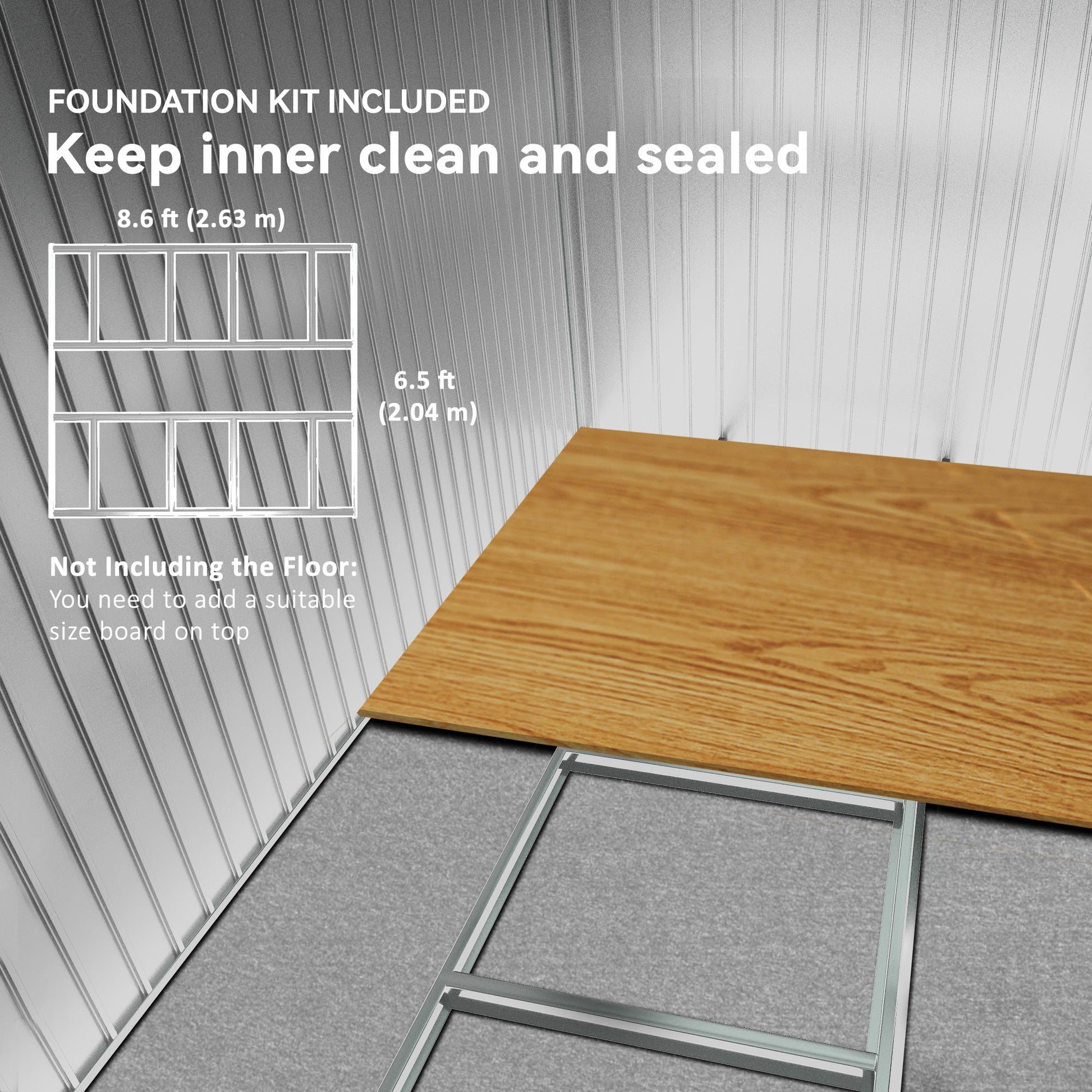 9' x 11' Garden Storage Shed with Foundation Kit, Metal Tool Storage House with Double Doors for Outdoor Patio Yard, Brown
