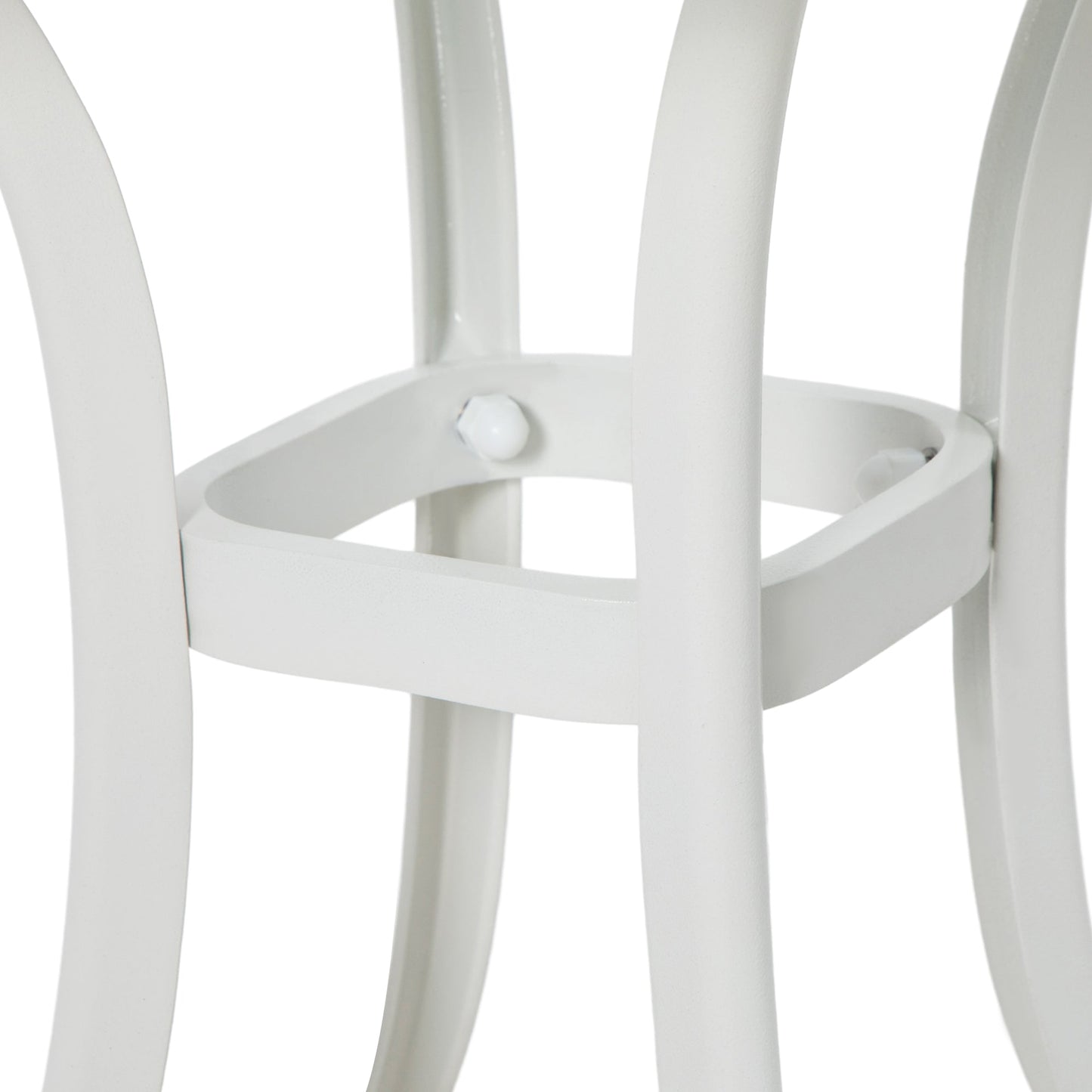 Cast Aluminum Outdoor Side Table, 21" Square Patio End Table with Umbrella Hole, Bistro Table for Garden, Balcony, Poolside, White