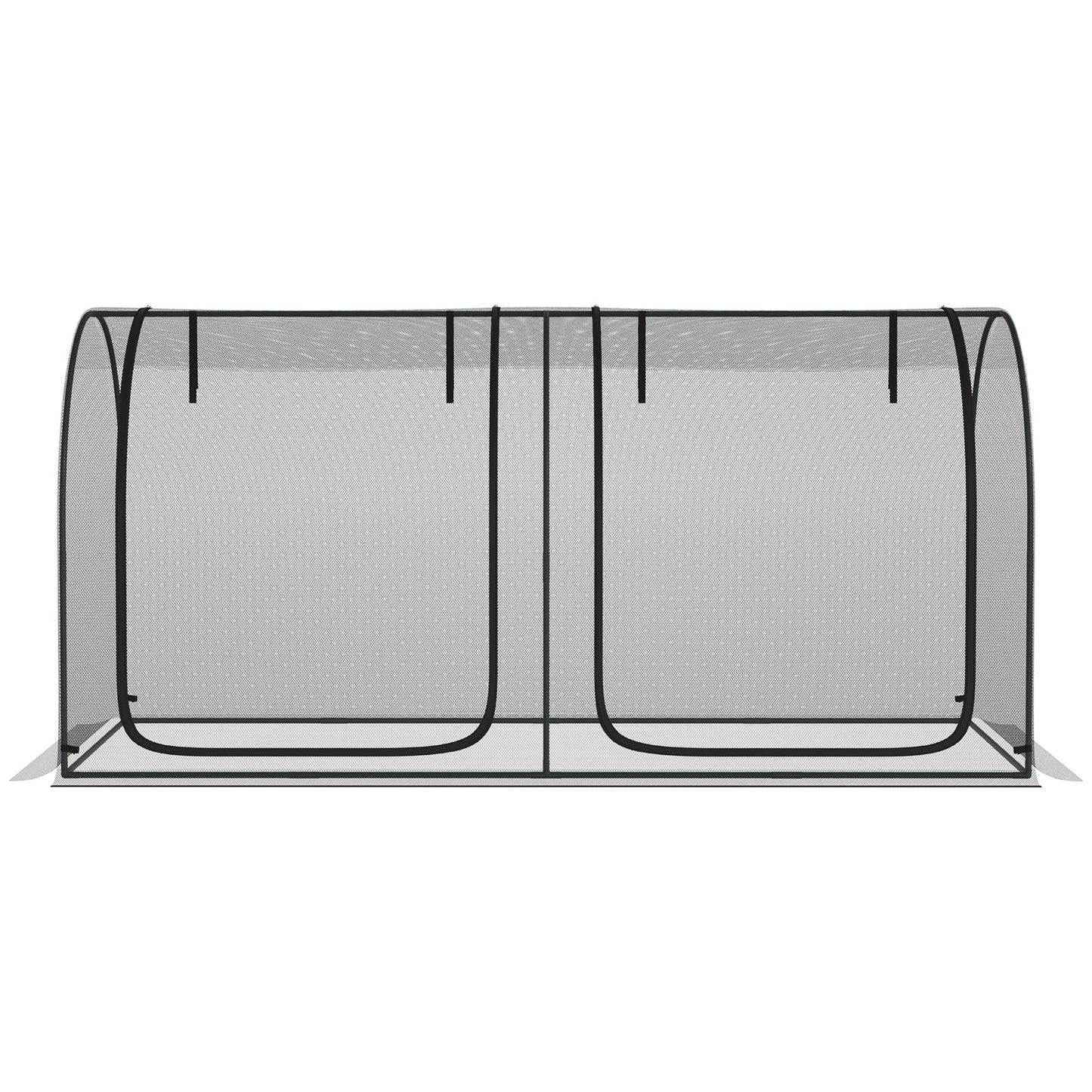 8' x 4' Crop Cage, Plant Protection Tent, with Two Zippered Doors and 4 Ground Stakes, for Garden, Yard, Lawn, Black
