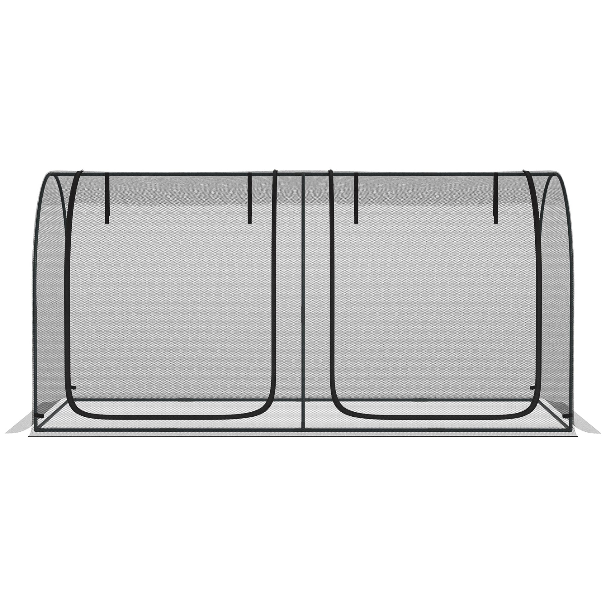 8' x 4' Crop Cage, Plant Protection Tent, with Two Zippered Doors and 4 Ground Stakes, for Garden, Yard, Lawn, Black
