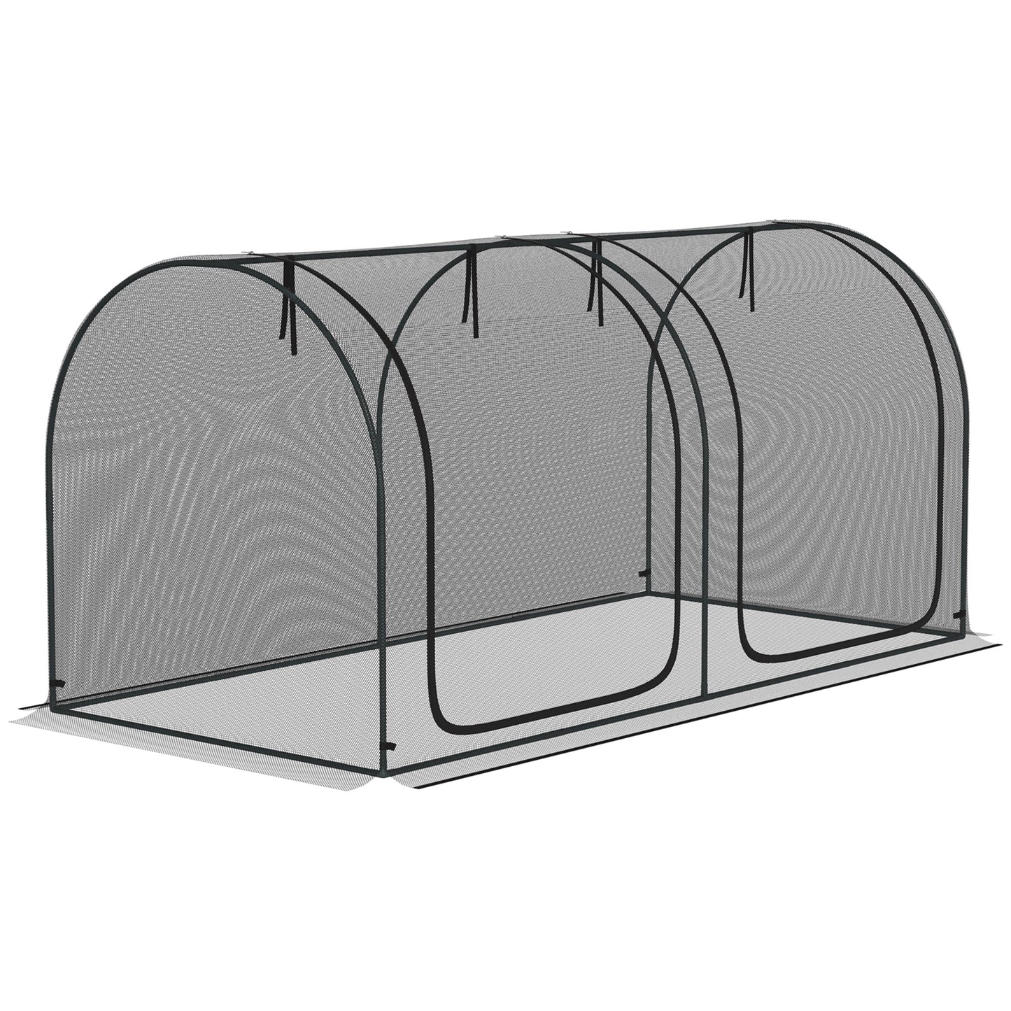 8' x 4' Crop Cage, Plant Protection Tent, with Two Zippered Doors and 4 Ground Stakes, for Garden, Yard, Lawn, Black