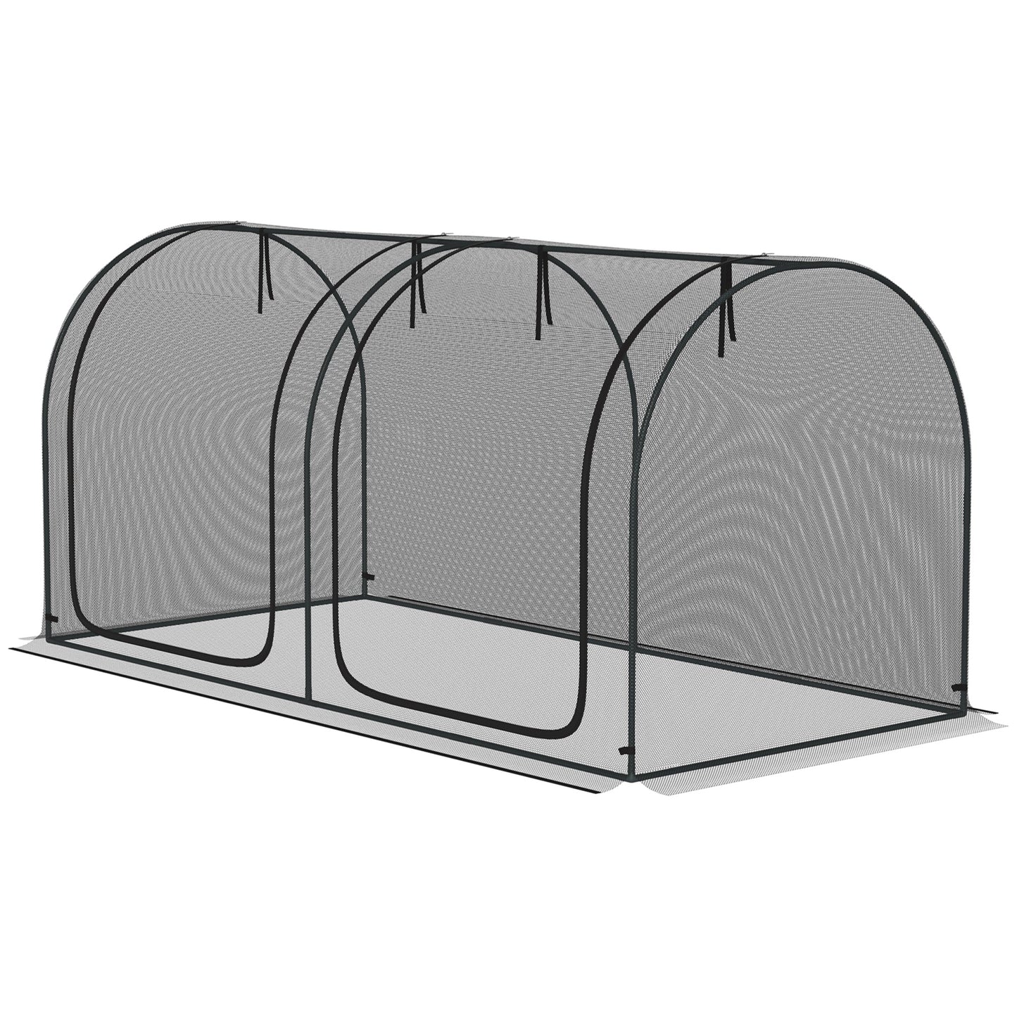 8' x 4' Crop Cage, Plant Protection Tent, with Two Zippered Doors and 4 Ground Stakes, for Garden, Yard, Lawn, Black