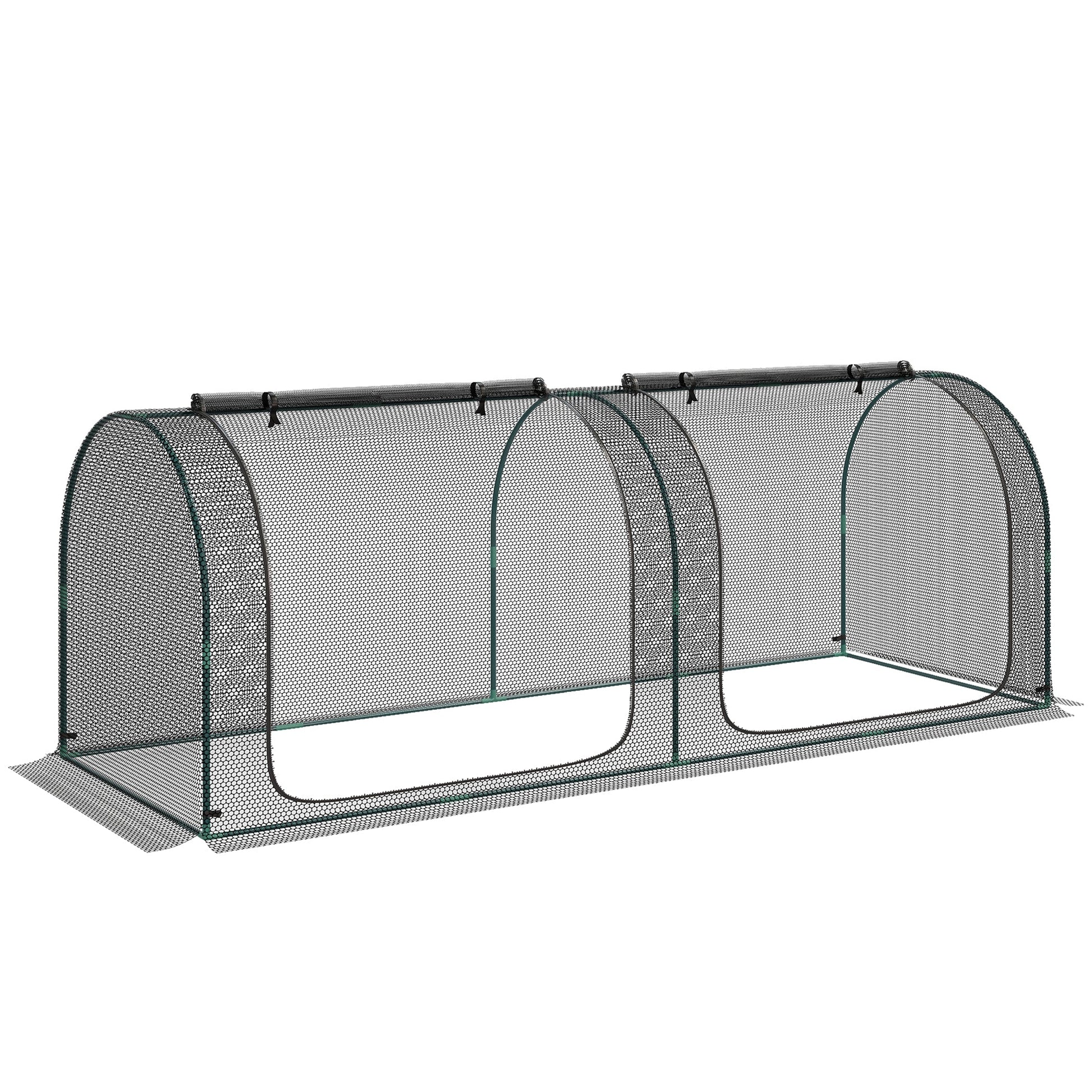 8' x 3' Crop Cage, Plant Protection Tent, with Two Zippered Doors and 4 Ground Stakes, for Garden, Yard, Lawn, Black