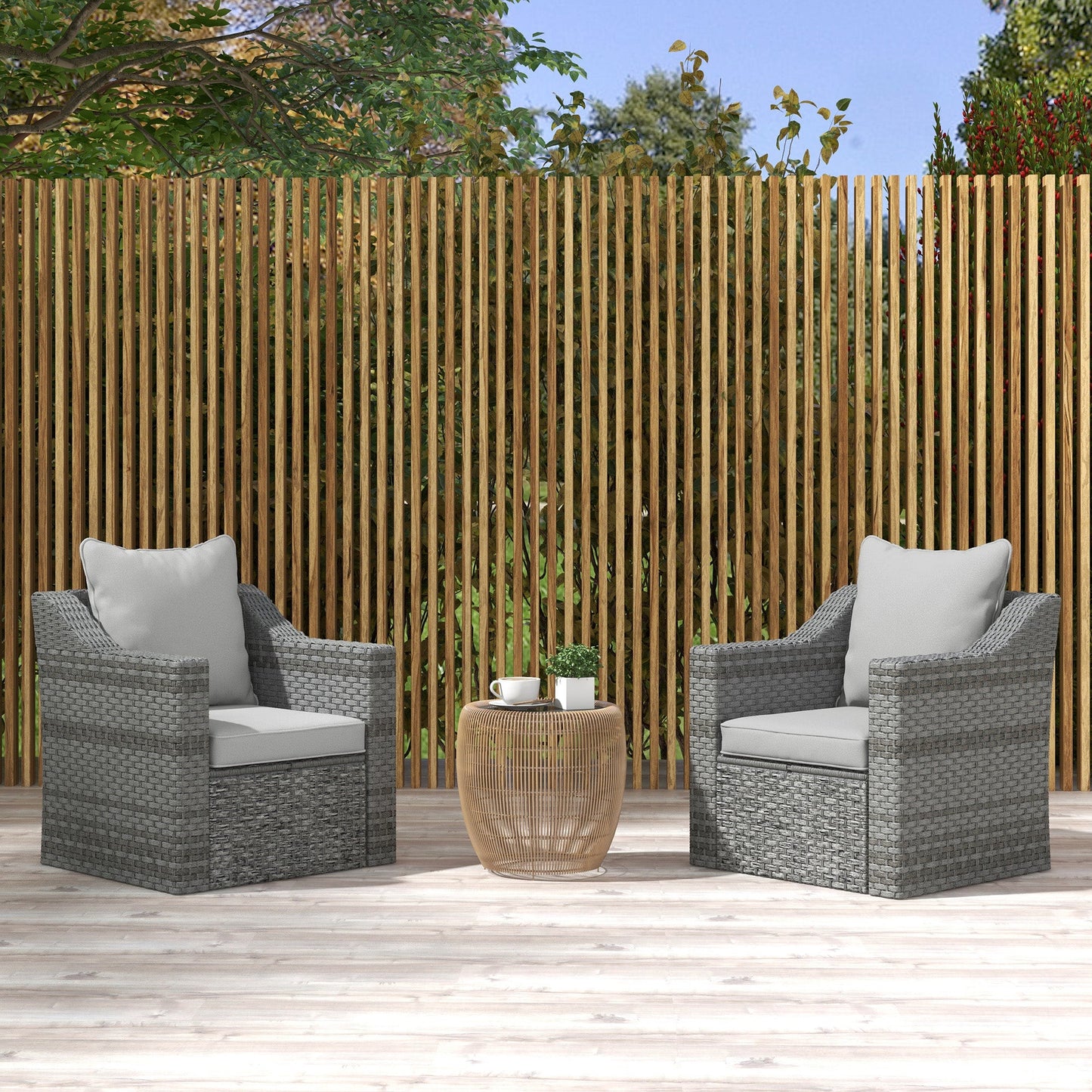 4-Piece Patio Chair Cushions Pillows, Back and Seat Replacement Patio Cushions Set for Indoor Outdoor Garden Furniture, Light Grey