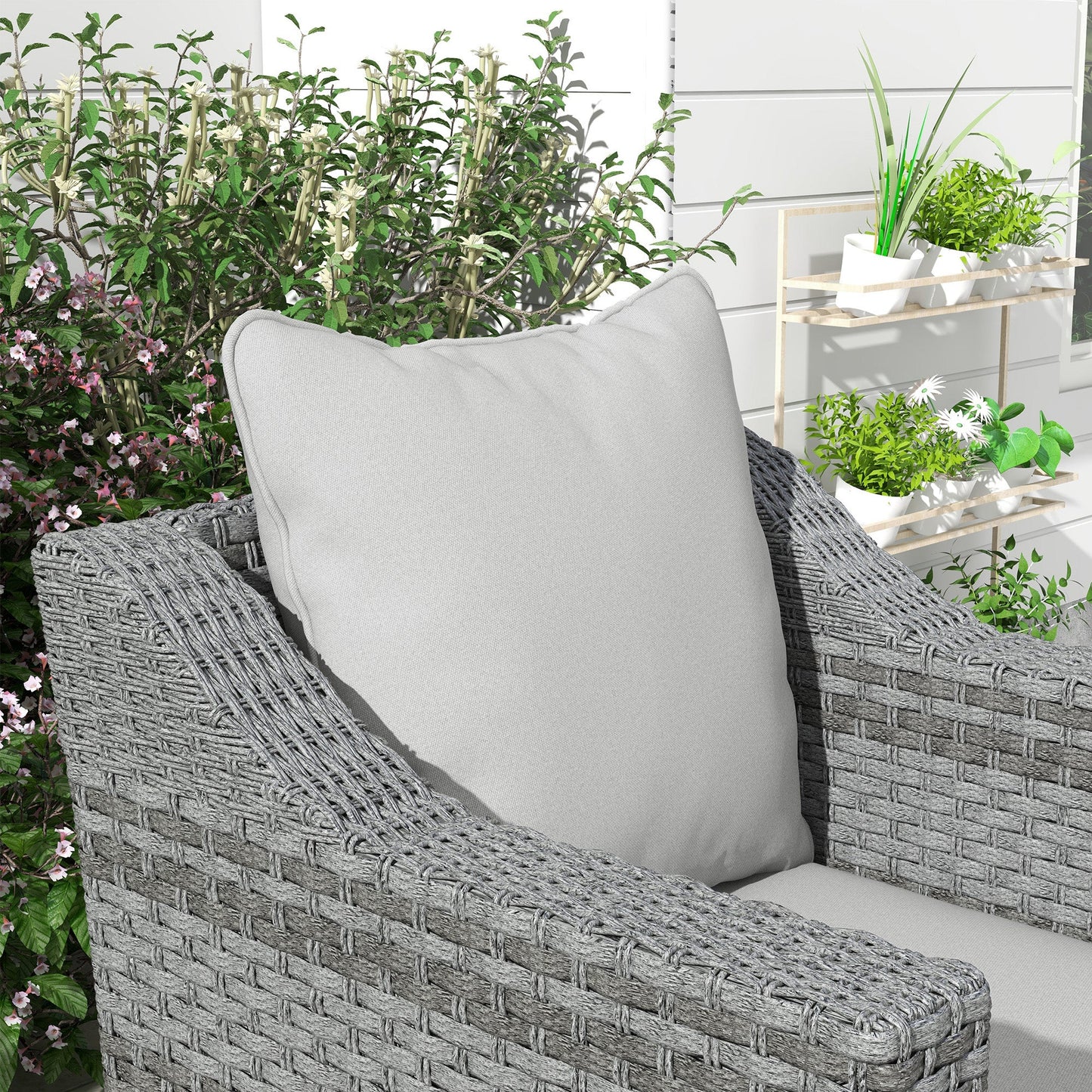 4-Piece Patio Chair Cushions Pillows, Back and Seat Replacement Patio Cushions Set for Indoor Outdoor Garden Furniture, Light Grey