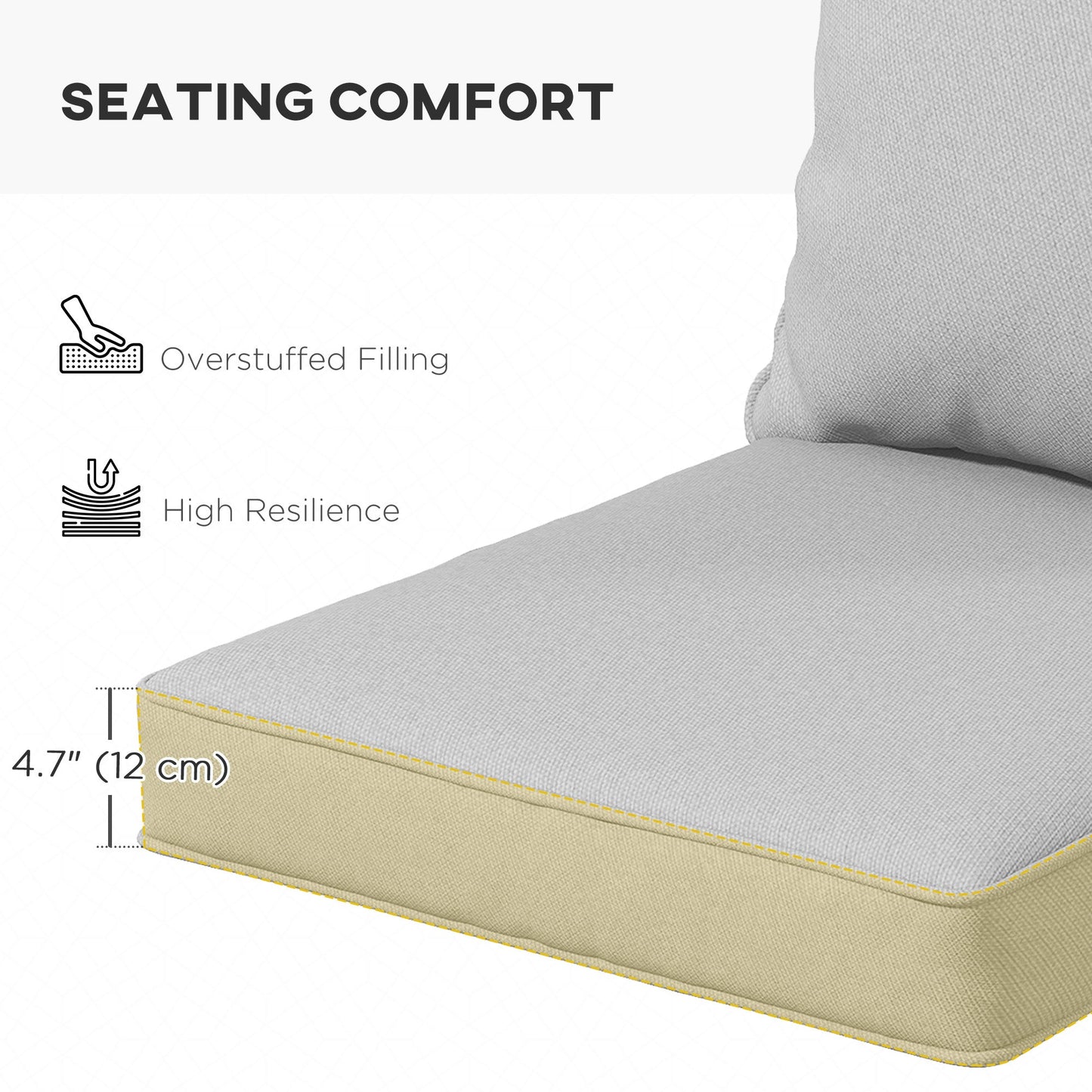 4-Piece Patio Chair Cushions Pillows, Back and Seat Replacement Patio Cushions Set for Indoor Outdoor Garden Furniture, Light Grey