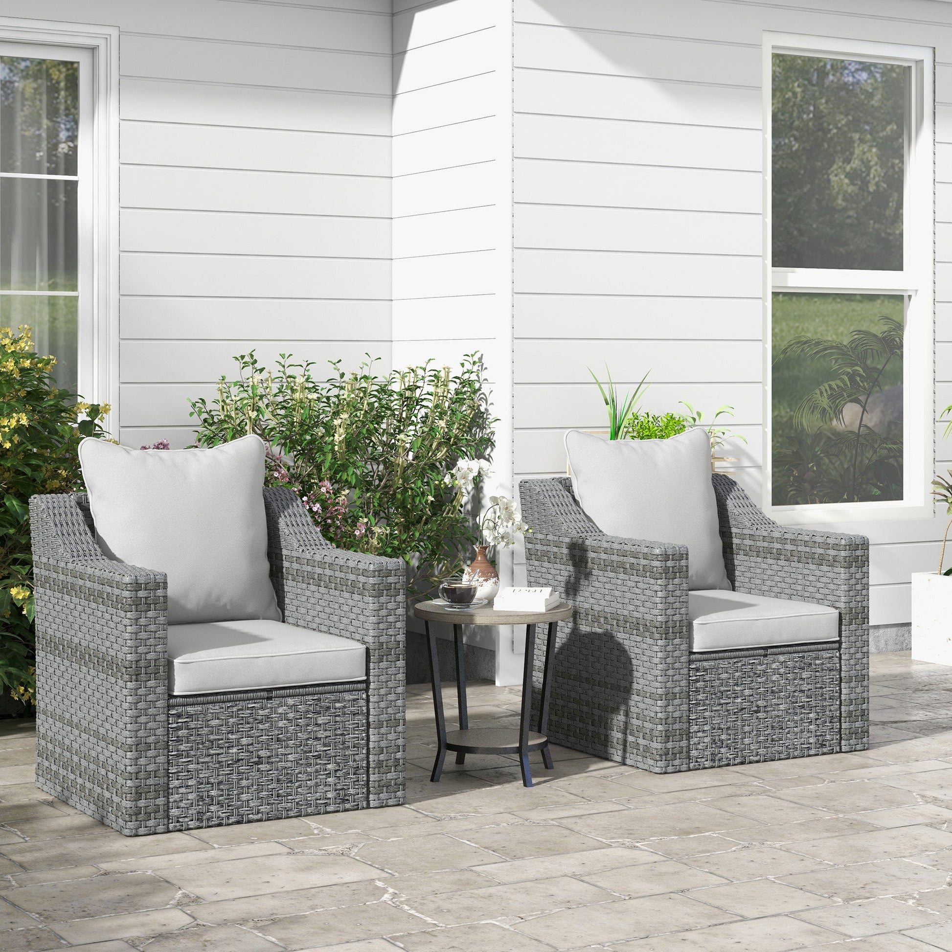 4-Piece Patio Chair Cushions Pillows, Back and Seat Replacement Patio Cushions Set for Indoor Outdoor Garden Furniture, Light Grey