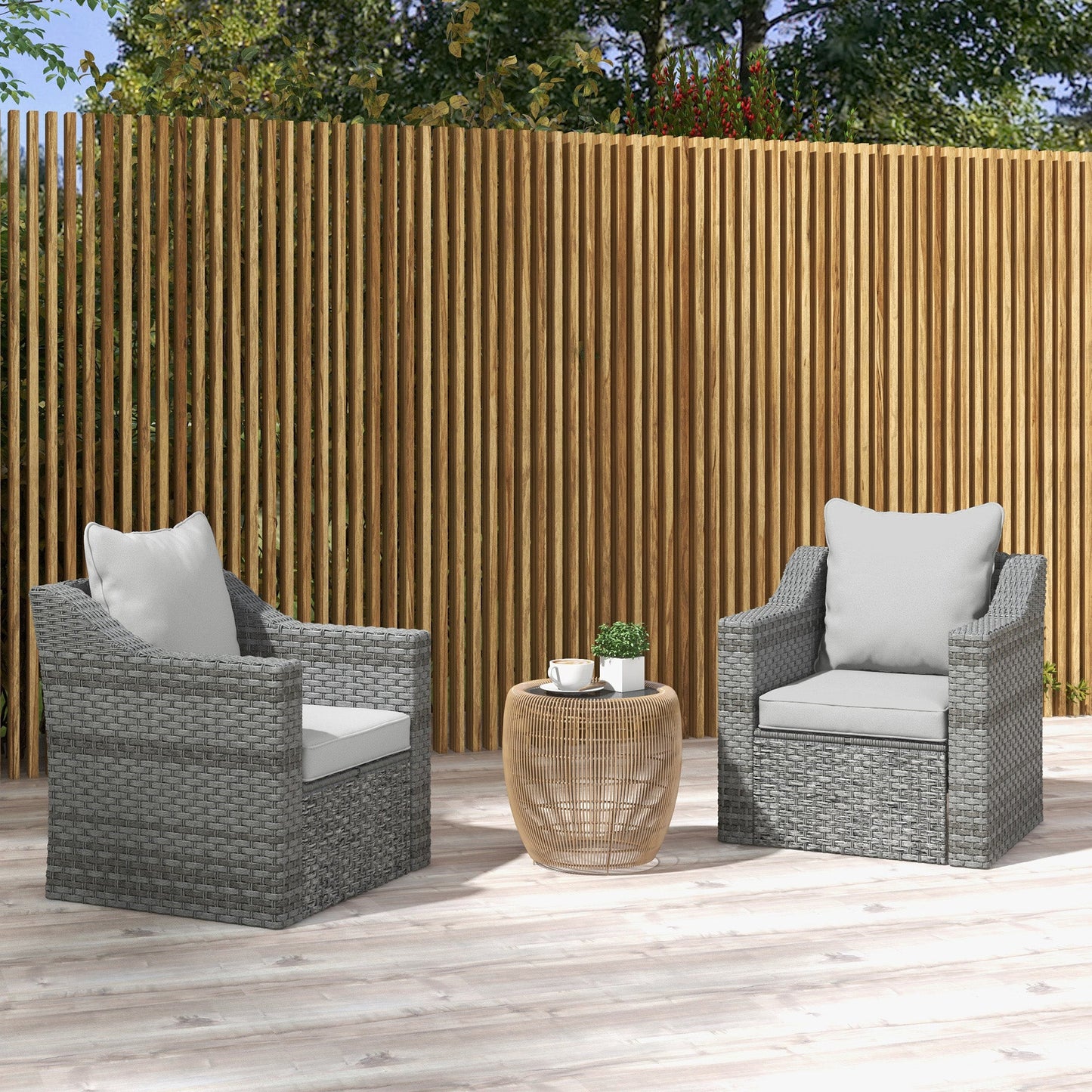 4-Piece Patio Chair Cushions Pillows, Back and Seat Replacement Patio Cushions Set for Indoor Outdoor Garden Furniture, Light Grey