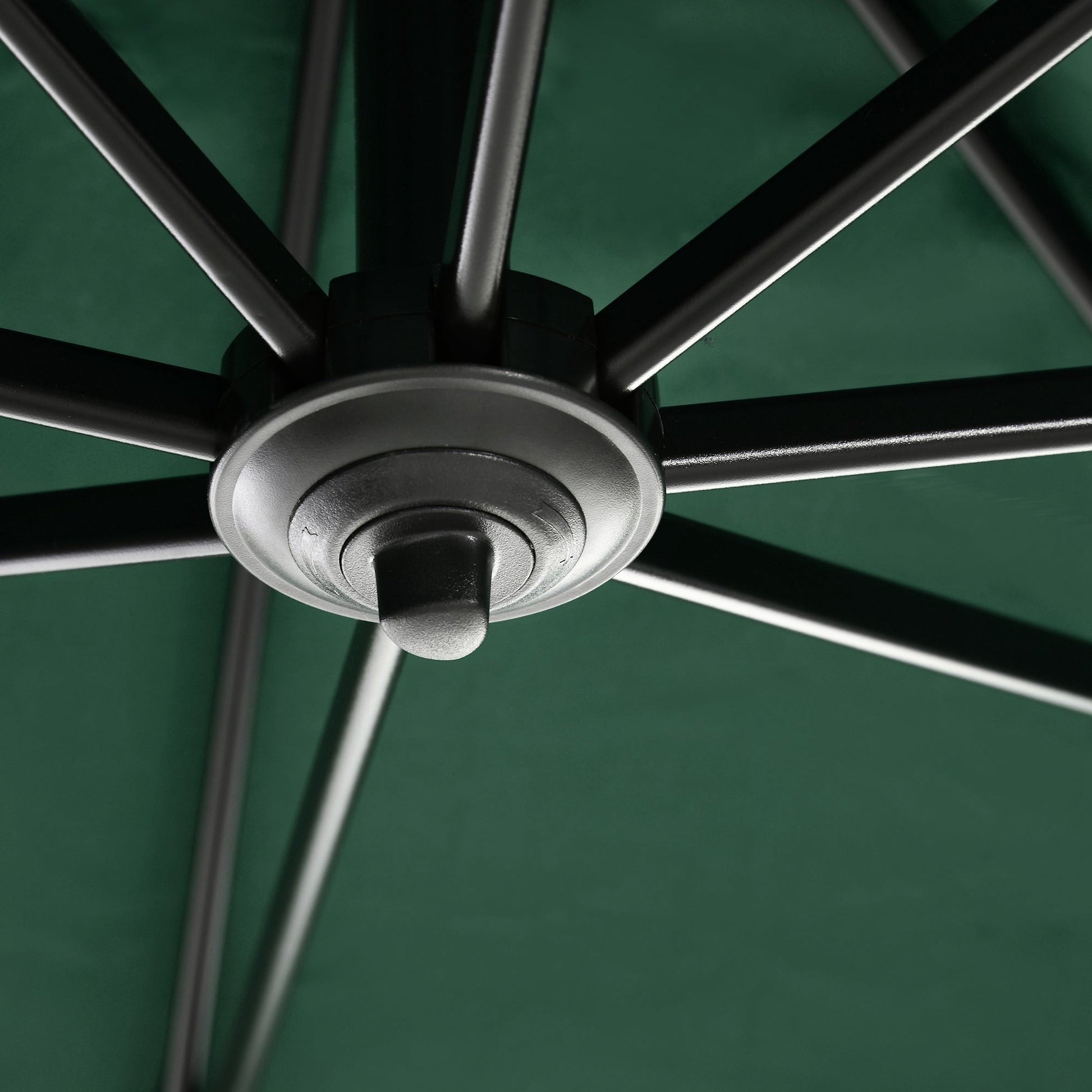 8' x 8' Square Patio Hanging Offset Umbrella with 360° Rotation, Aluminum Outdoor Cantilever Parasol with Crank & Tilt, Sun Canopy Shelter with Cross Base, Green