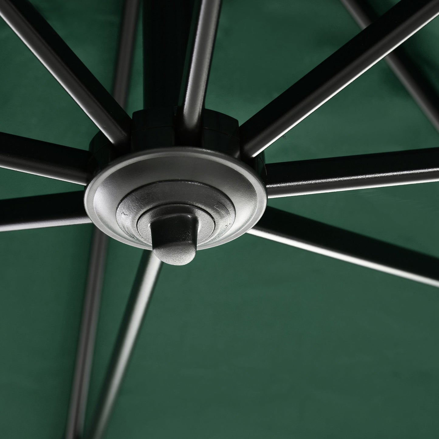 8' x 8' Square Patio Hanging Offset Umbrella with 360° Rotation, Aluminum Outdoor Cantilever Parasol with Crank & Tilt, Sun Canopy Shelter with Cross Base, Green