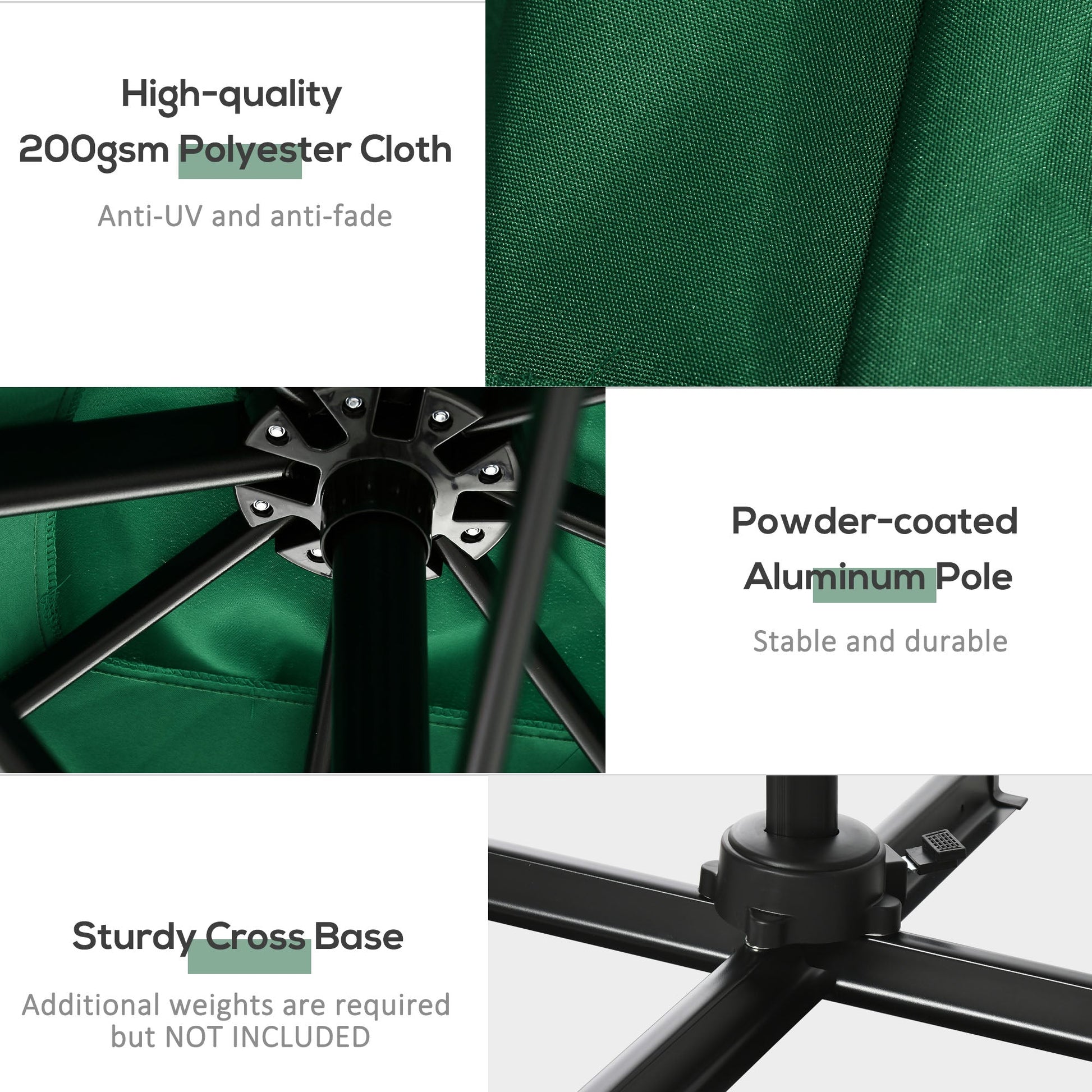 8' x 8' Square Patio Hanging Offset Umbrella with 360° Rotation, Aluminum Outdoor Cantilever Parasol with Crank & Tilt, Sun Canopy Shelter with Cross Base, Green