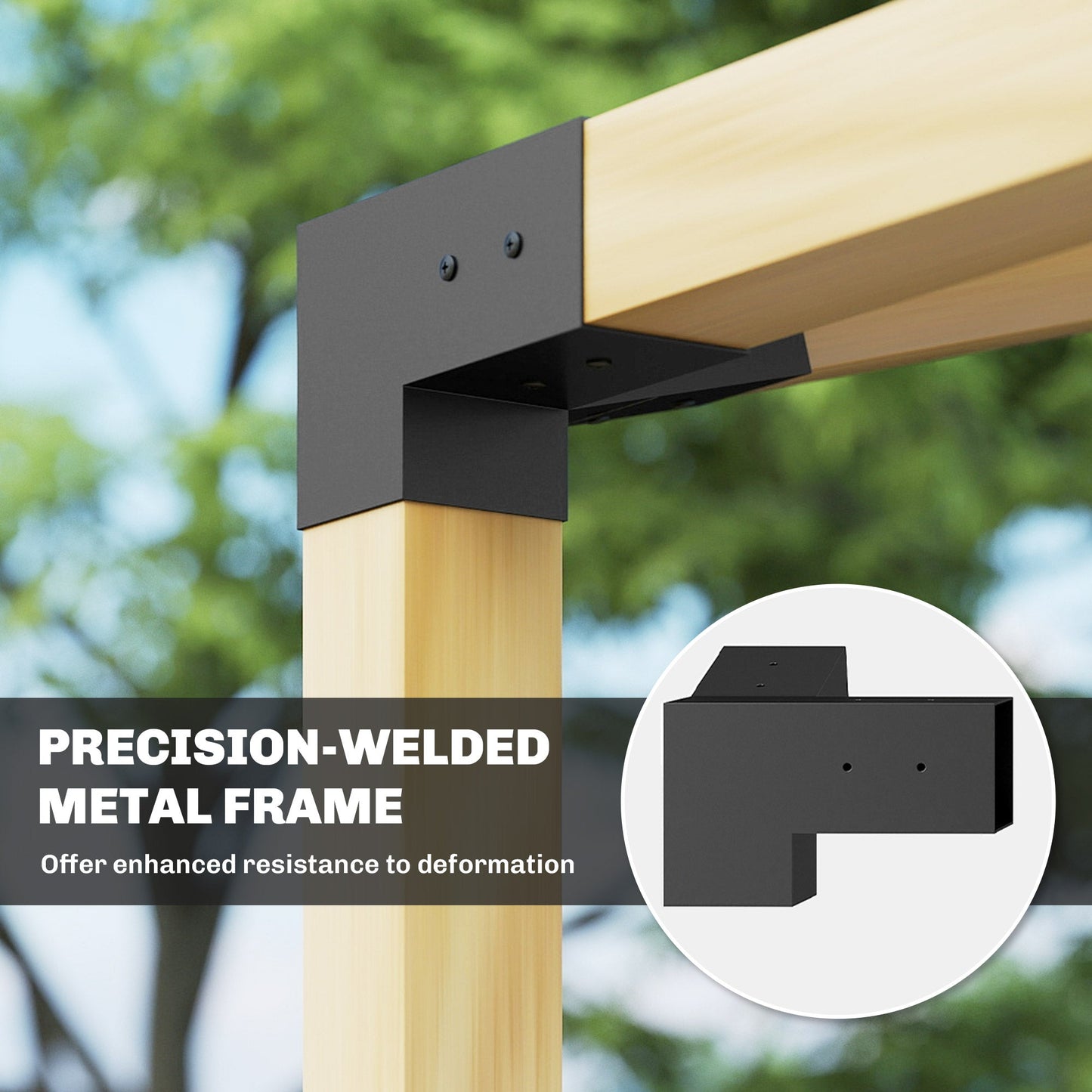 Pergola Kit, 15° Slanted Roof Pergola Brackets with 2 3-Way Brackets, 2 Post Bases, 2 Wall Mounts for 4"x 4" (Actual 3.6" X 3.6") Lumber, 6 PCS DIY Hardware, Black