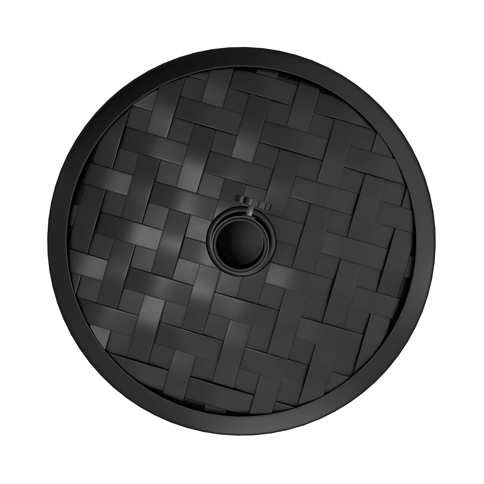 40lbs. Concrete Umbrella Base with Rattan Effect, Heavy Duty Round Umbrella Stand, Garden Umbrella Holder for 1.5", 1.9" Poles, Black