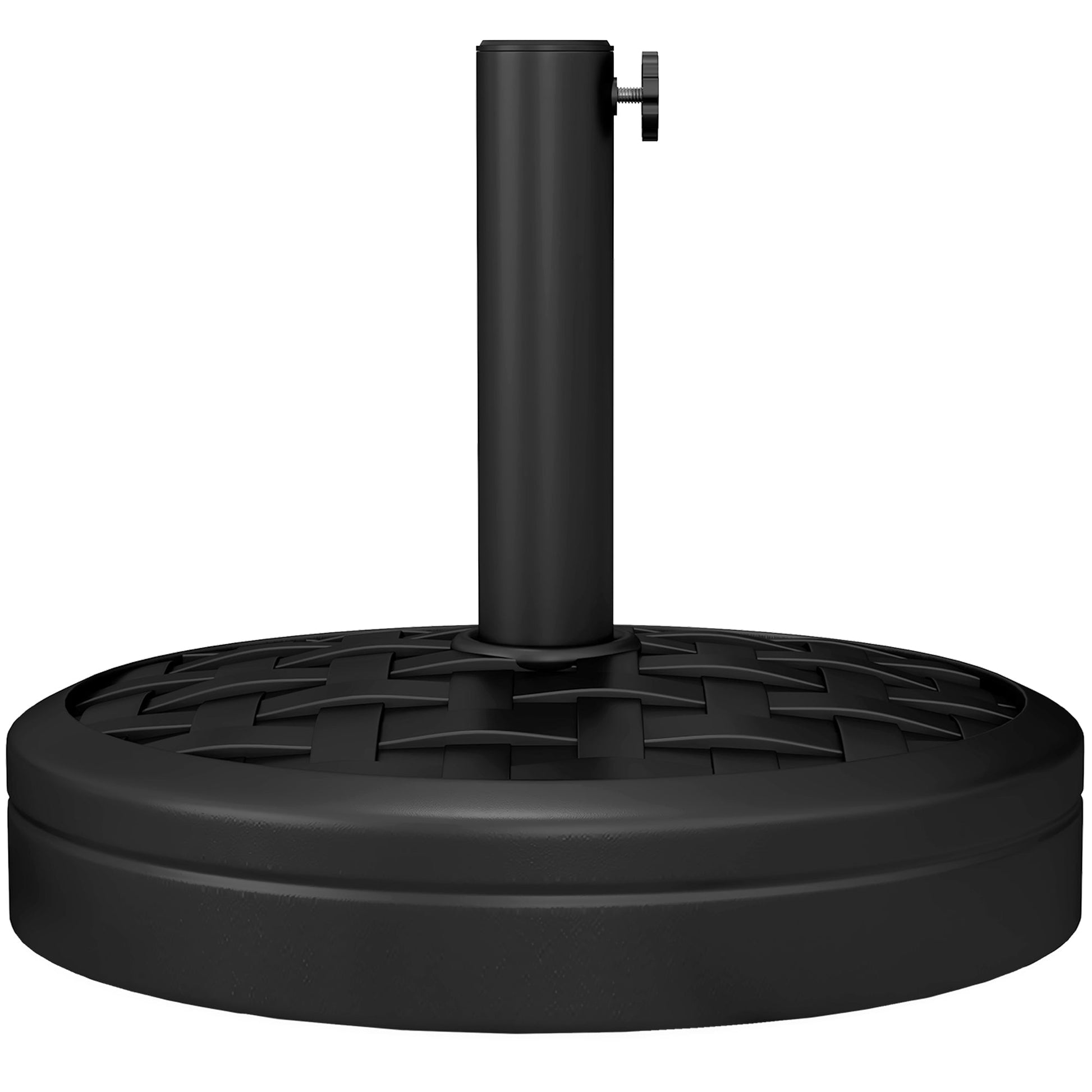 40lbs. Concrete Umbrella Base with Rattan Effect, Heavy Duty Round Umbrella Stand, Garden Umbrella Holder for 1.5", 1.9" Poles, Black