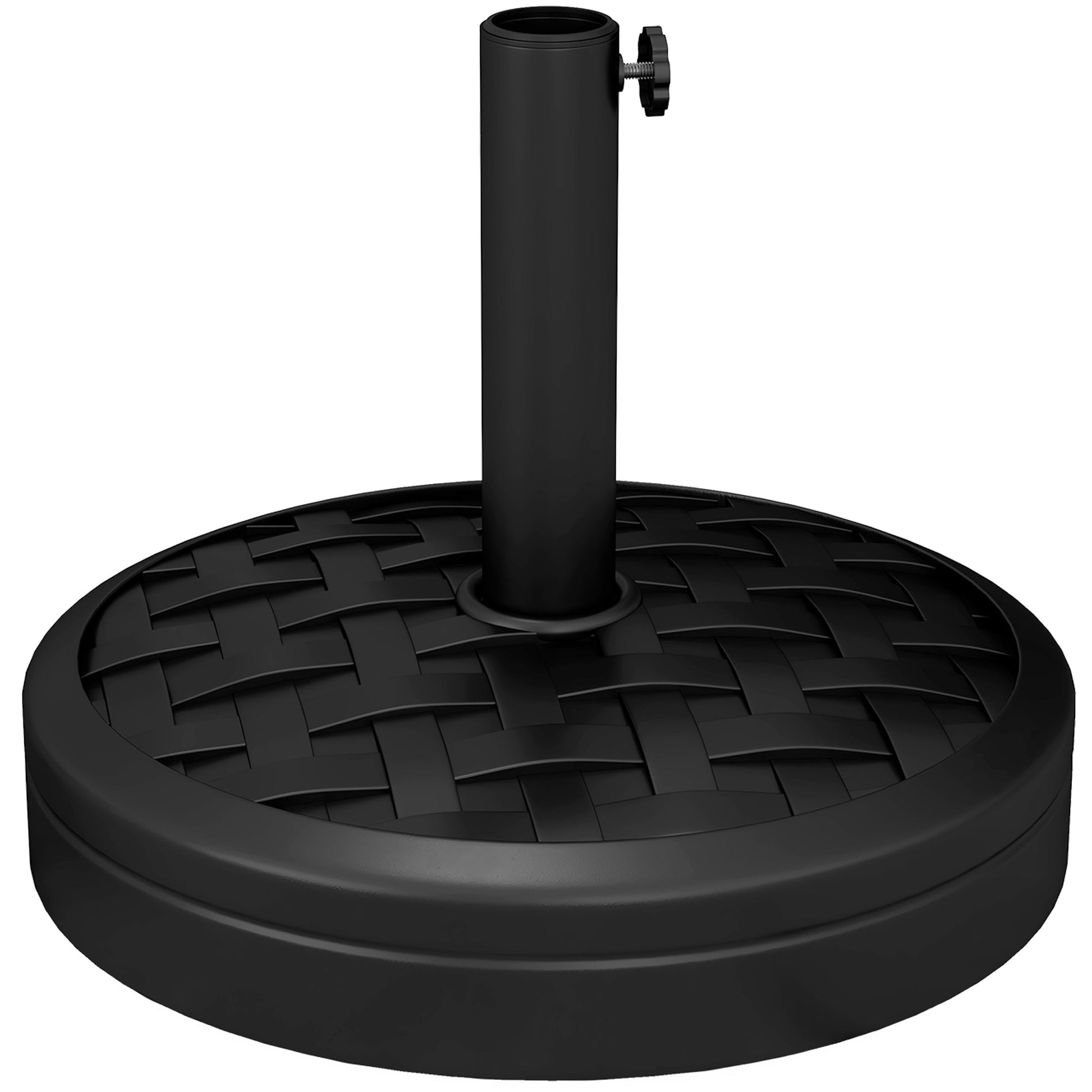 40lbs. Concrete Umbrella Base with Rattan Effect, Heavy Duty Round Umbrella Stand, Garden Umbrella Holder for 1.5", 1.9" Poles, Black