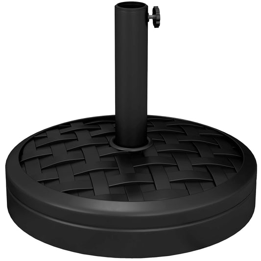 40lbs. Concrete Umbrella Base with Rattan Effect, Heavy Duty Round Umbrella Stand, Garden Umbrella Holder for 1.5", 1.9" Poles, Black