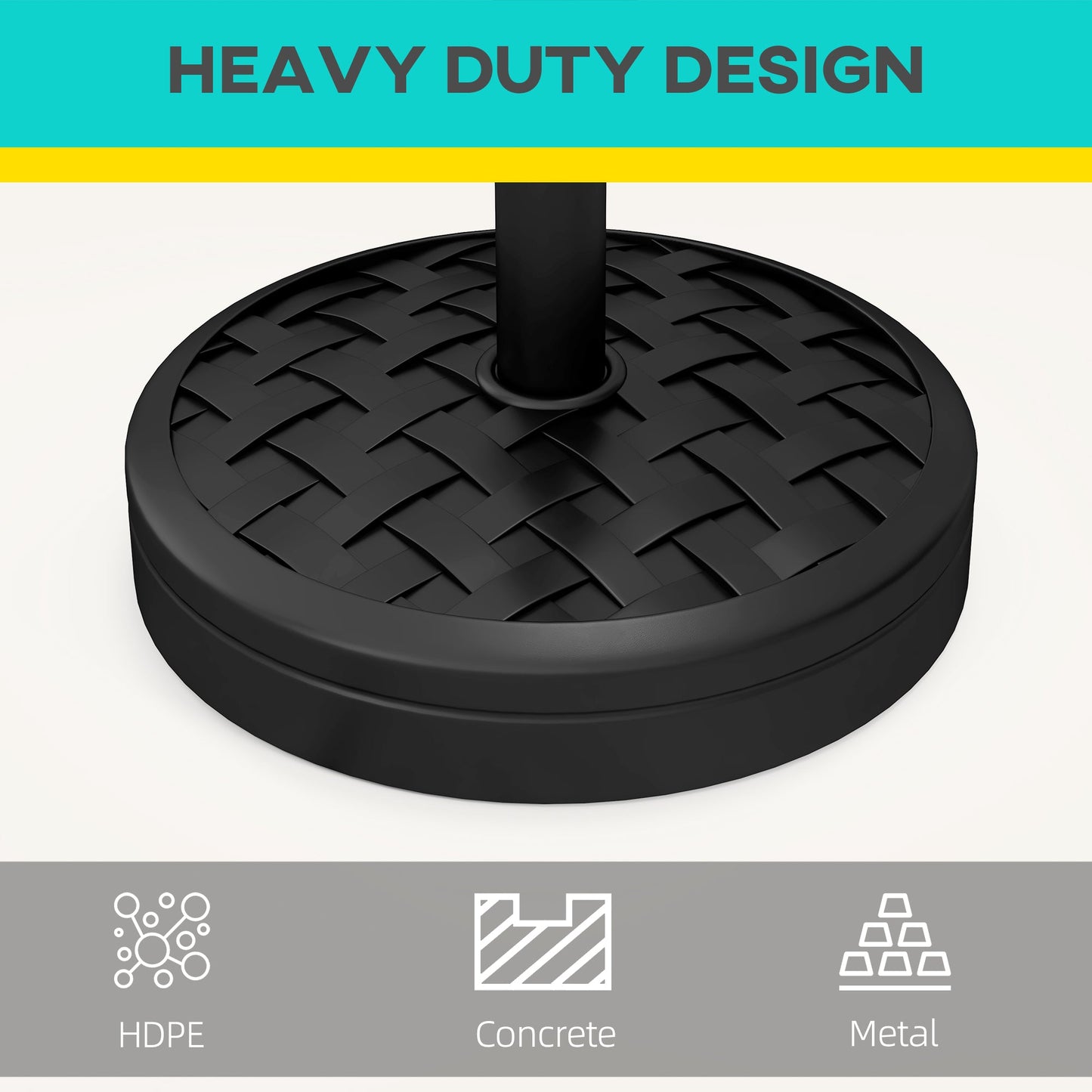 40lbs. Concrete Umbrella Base with Rattan Effect, Heavy Duty Round Umbrella Stand, Garden Umbrella Holder for 1.5", 1.9" Poles, Black
