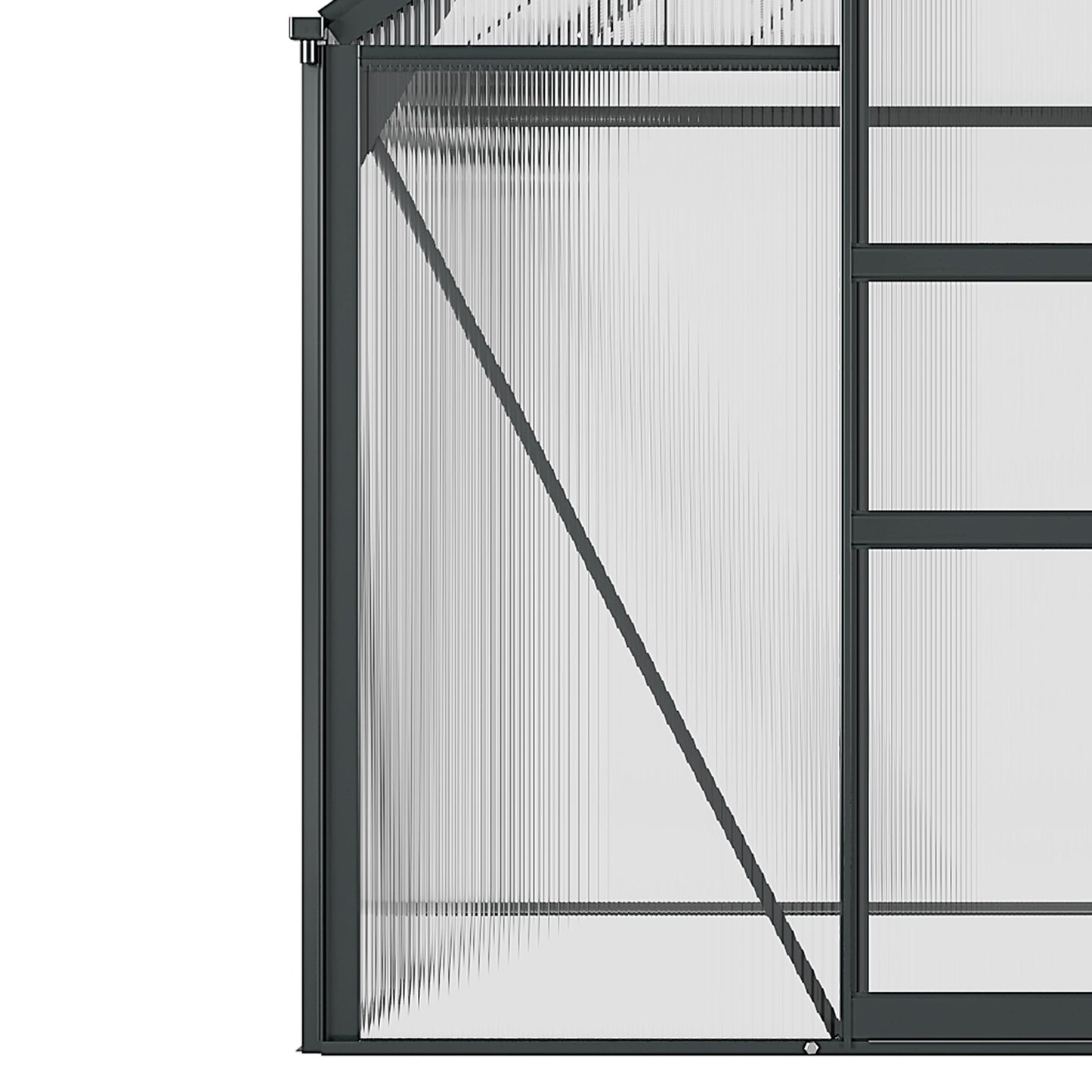 6' x 6' x 6.6' Polycarbonate Greenhouse, Walk-In Green House Kit Garden, Plants Grow, Galvanized Sheet Aluminum Frame with Rain Gutter, Vent and Sliding Door, Grey