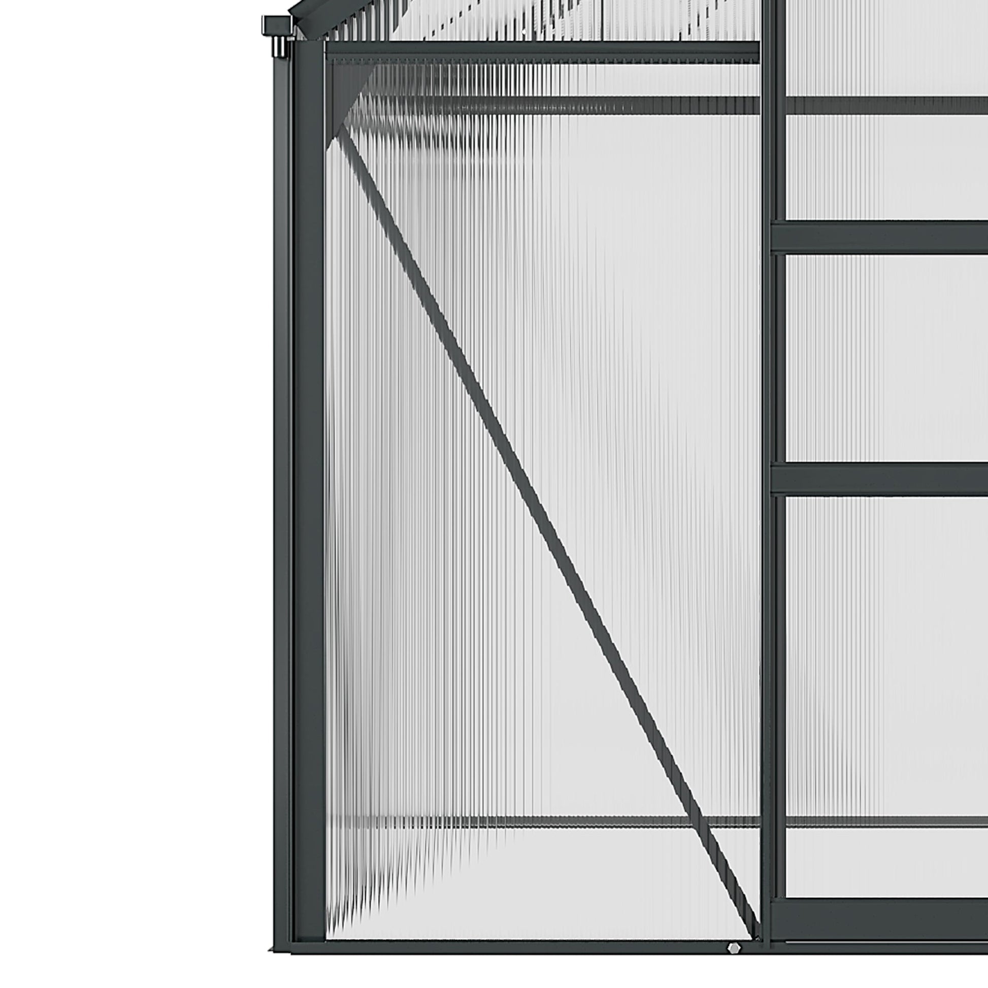 6' x 6' x 6.6' Polycarbonate Greenhouse, Walk-In Green House Kit Garden, Plants Grow, Galvanized Sheet Aluminum Frame with Rain Gutter, Vent and Sliding Door, Grey