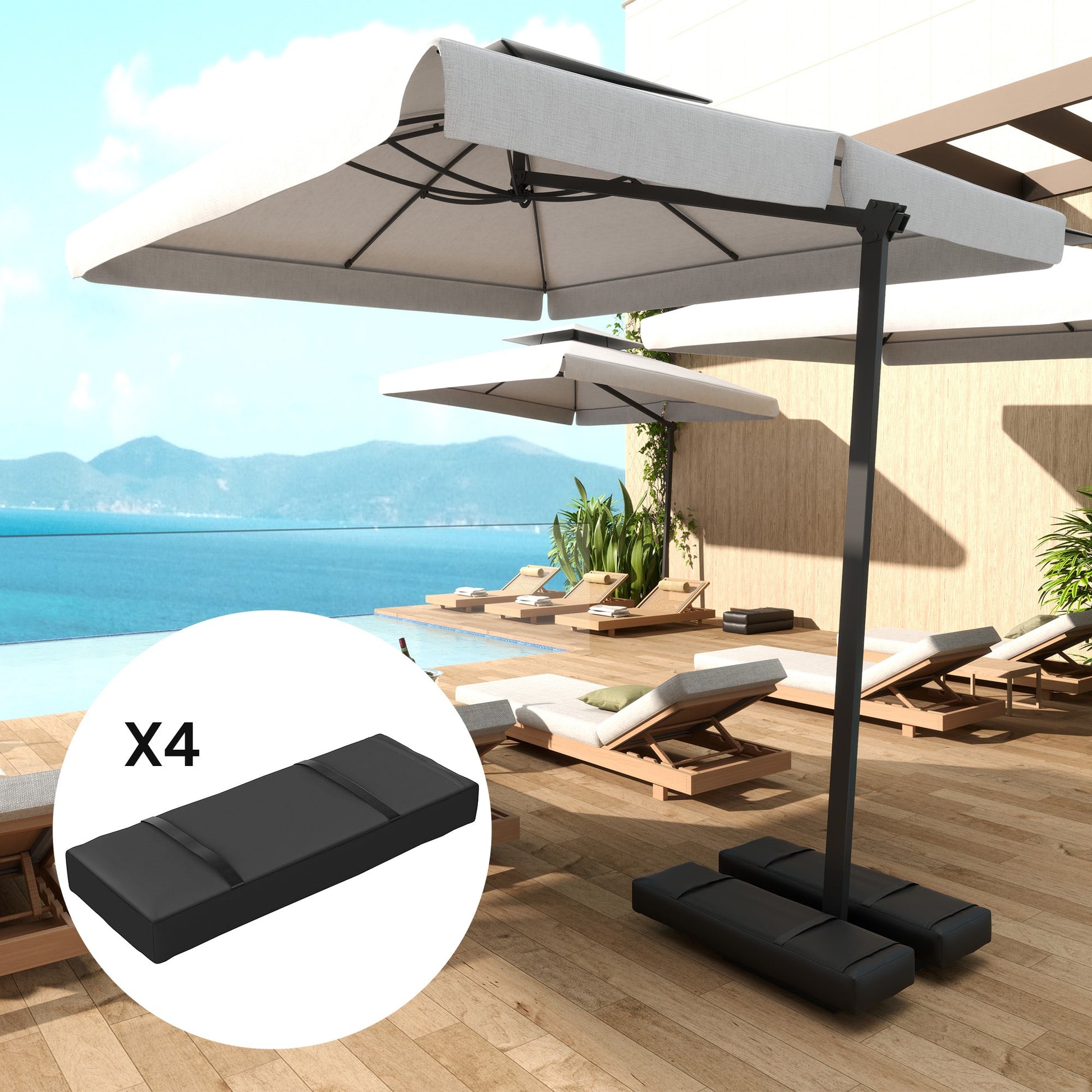 4PCS Patio Umbrella Base Weight Bag, Umbrella Stand Weights with Handles, 33 lbs with Sand Filling, Patio Umbrella Weights for Offset/Cantilever Umbrella Stand Base, Black