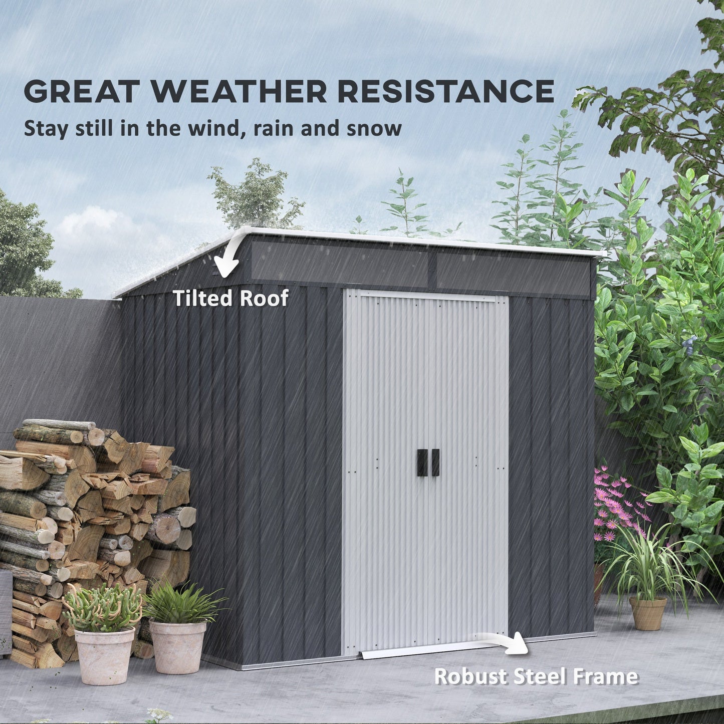 6.5' x 4' Outdoor Storage Shed with Foundation Kit, Lockable Metal Garden Tool Storage House Organizer with Sliding Doors and Vents for Backyard, Patio, Lawn, Grey