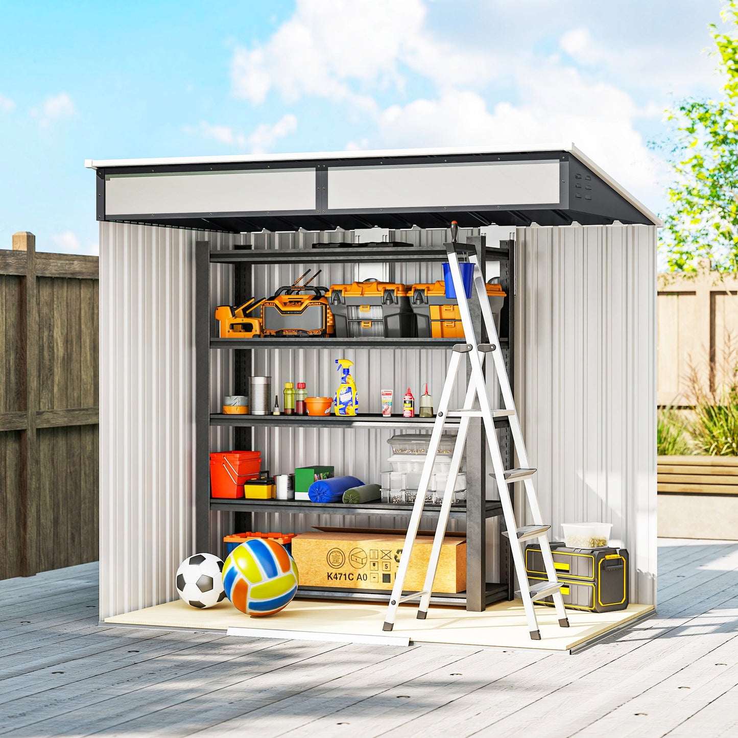 6.5' x 4' Outdoor Storage Shed with Foundation Kit, Lockable Metal Garden Tool Storage House Organizer with Sliding Doors and Vents for Backyard, Patio, Lawn, Grey