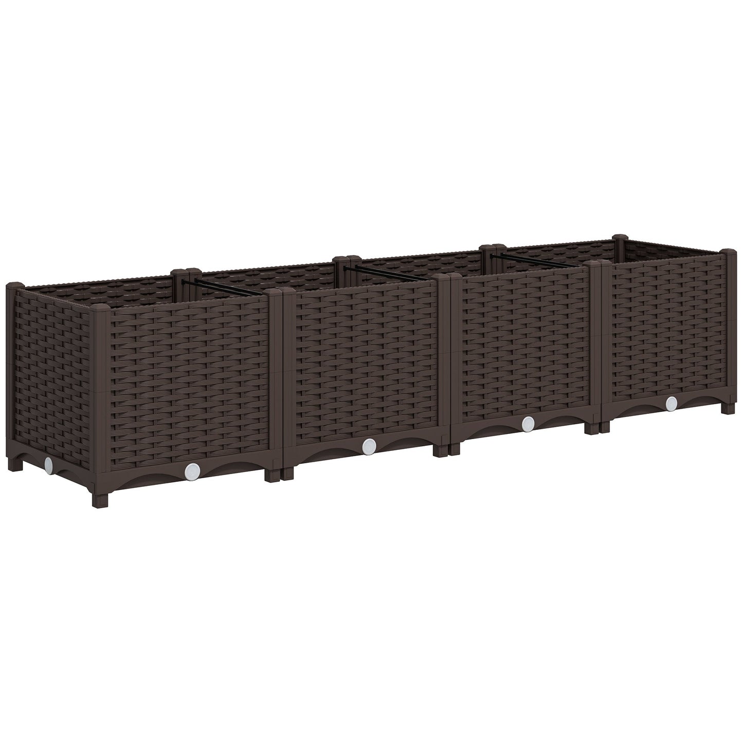 Plastic Raised Garden Bed, Outdoor Planter Box with Drainage Holes for Garden, Patio, Balcony, Deck, 63" x 15.7" x 14.6", Brown