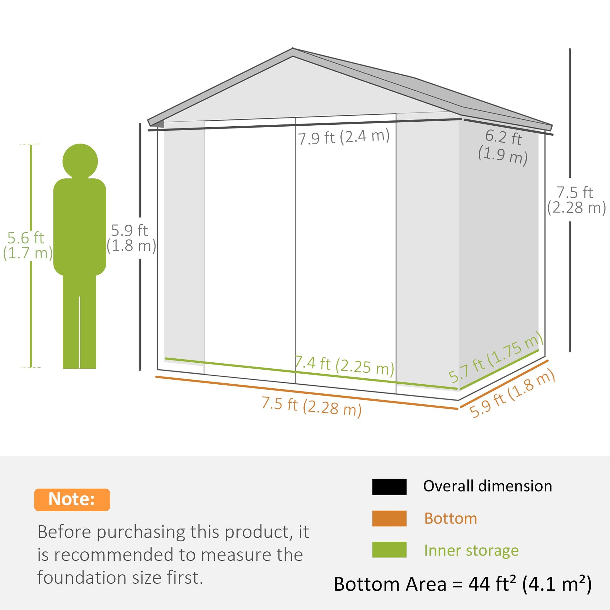8' x 6' Garden Storage Shed, Outdoor Storage Patio Shed with Aluminum Frame, Galvanized Foundation Kit, Latched Door, Air Vents, Window for Backyard, Lawn, Dark Grey