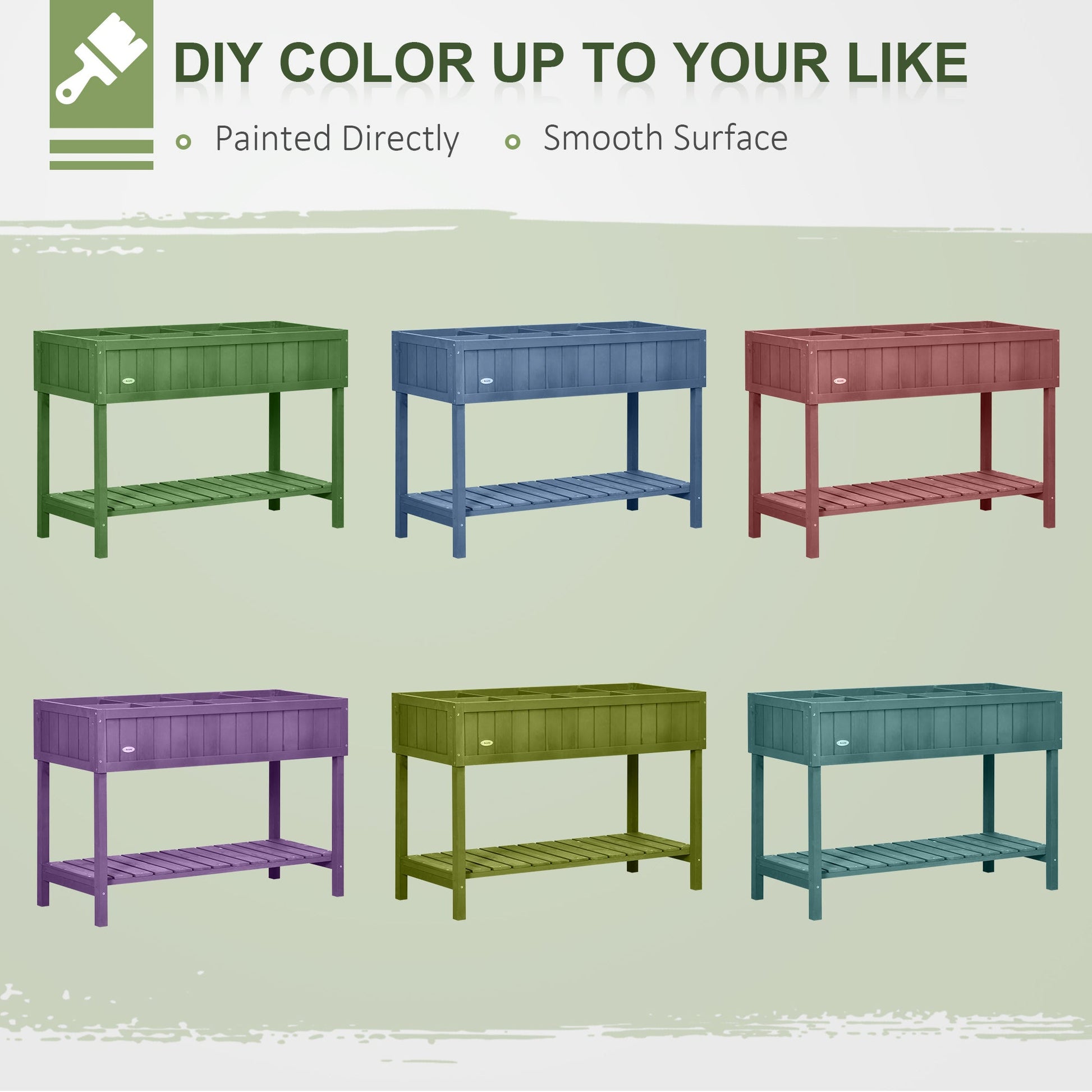 43" x 18" x 30" Raised Garden Bed, Wood Planter Box with Storage Shelf and 8 Pockets, to Grow Herbs, Vegetables, and Flowers, Dark Grey