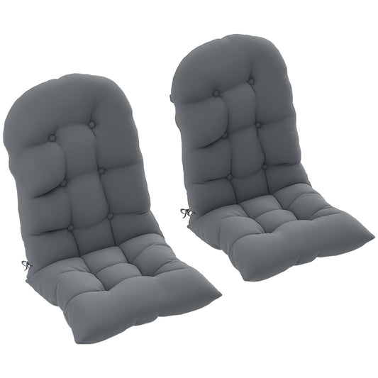 Adirondack Chair Cushions Set of 2, Tufted Lawn Chair Cushions, High Back Patio Chair Cushions with Ties, Non-Slip Muskoka Chair Cushions, Grey
