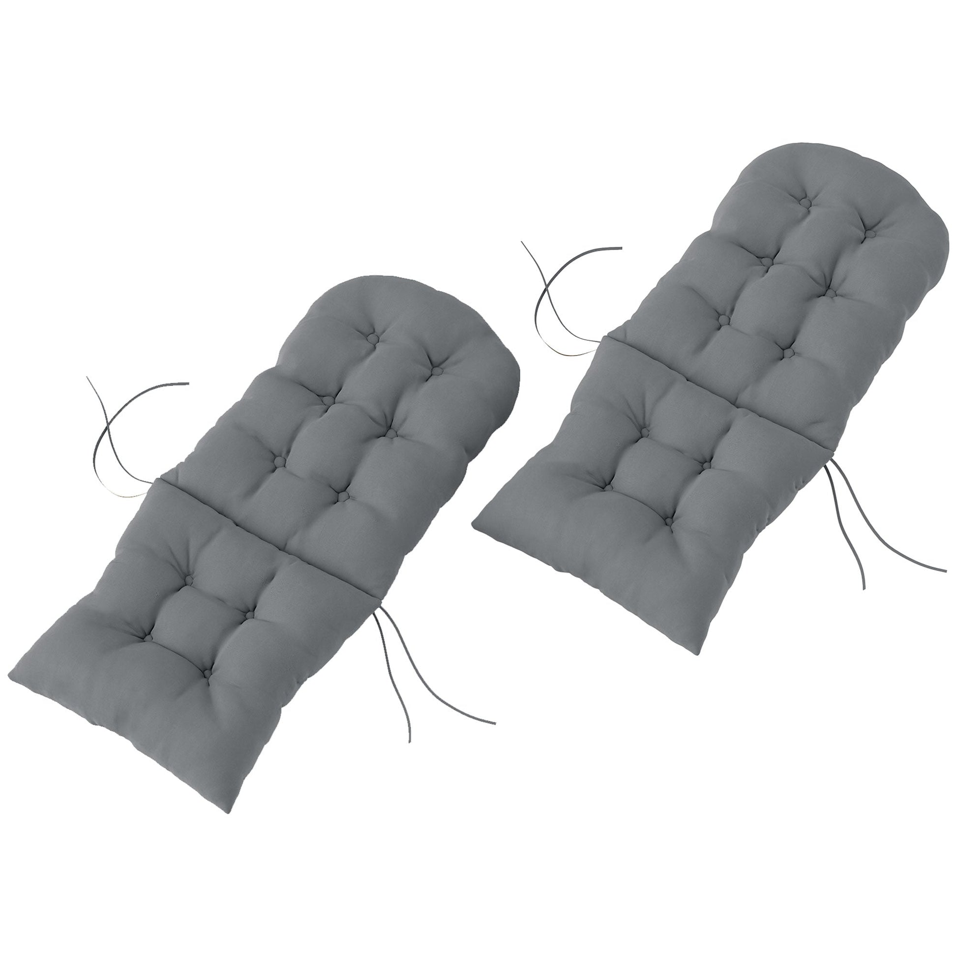 Adirondack Chair Cushions Set of 2, Tufted Lawn Chair Cushions, High Back Patio Chair Cushions with Ties, Non-Slip Muskoka Chair Cushions, Grey