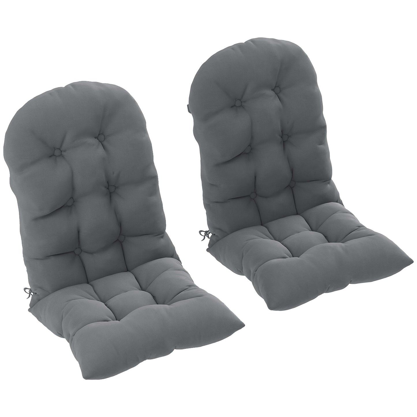 Adirondack Chair Cushions Set of 2, Tufted Lawn Chair Cushions, High Back Patio Chair Cushions with Ties, Non-Slip Muskoka Chair Cushions, Grey