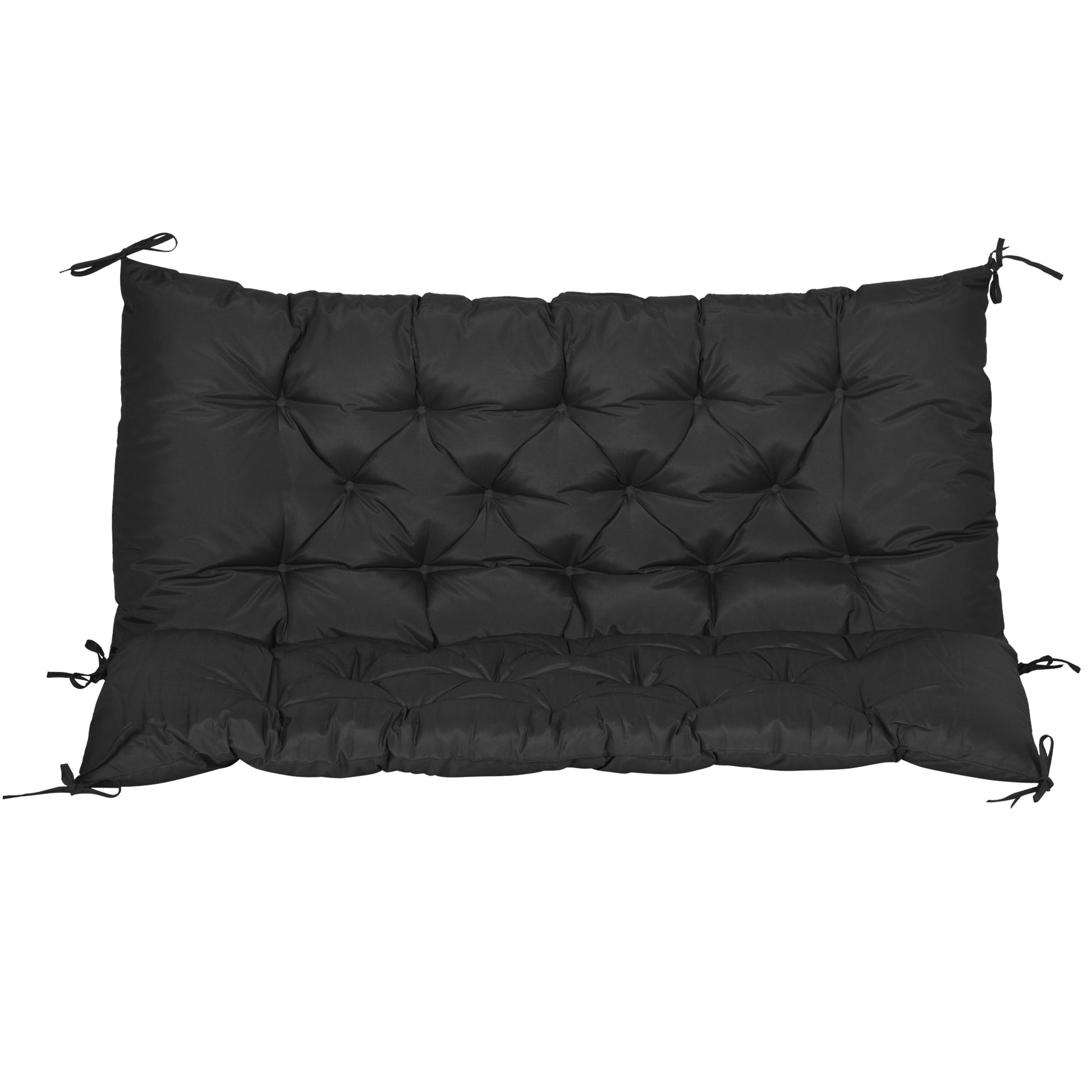 2 Seater Garden Bench Cushion, Thick Outdoor Non-Slip 2 Seater Soft Pad With Backrest for Garden Patio, 47" x 43" x 5", Black