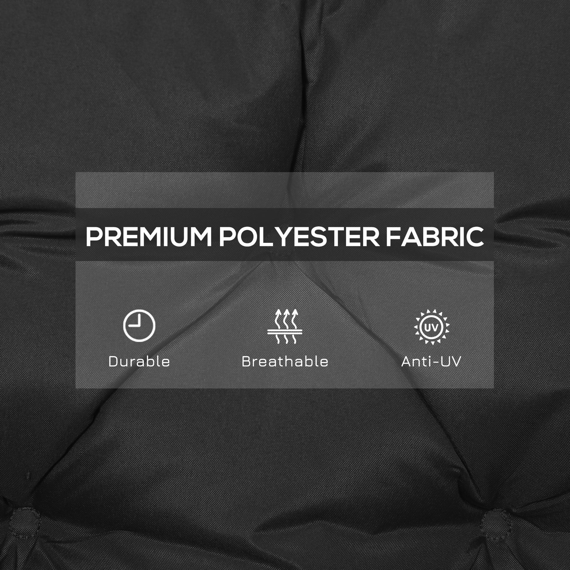 2 Seater Garden Bench Cushion, Thick Outdoor Non-Slip 2 Seater Soft Pad With Backrest for Garden Patio, 47" x 43" x 5", Black