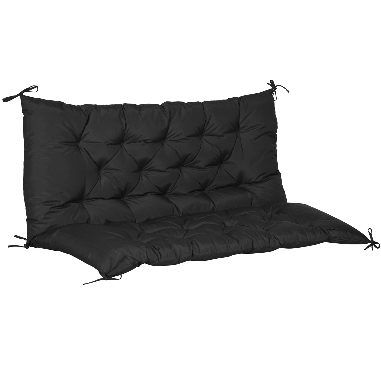 2 Seater Garden Bench Cushion, Thick Outdoor Non-Slip 2 Seater Soft Pad With Backrest for Garden Patio, 47" x 43" x 5", Black