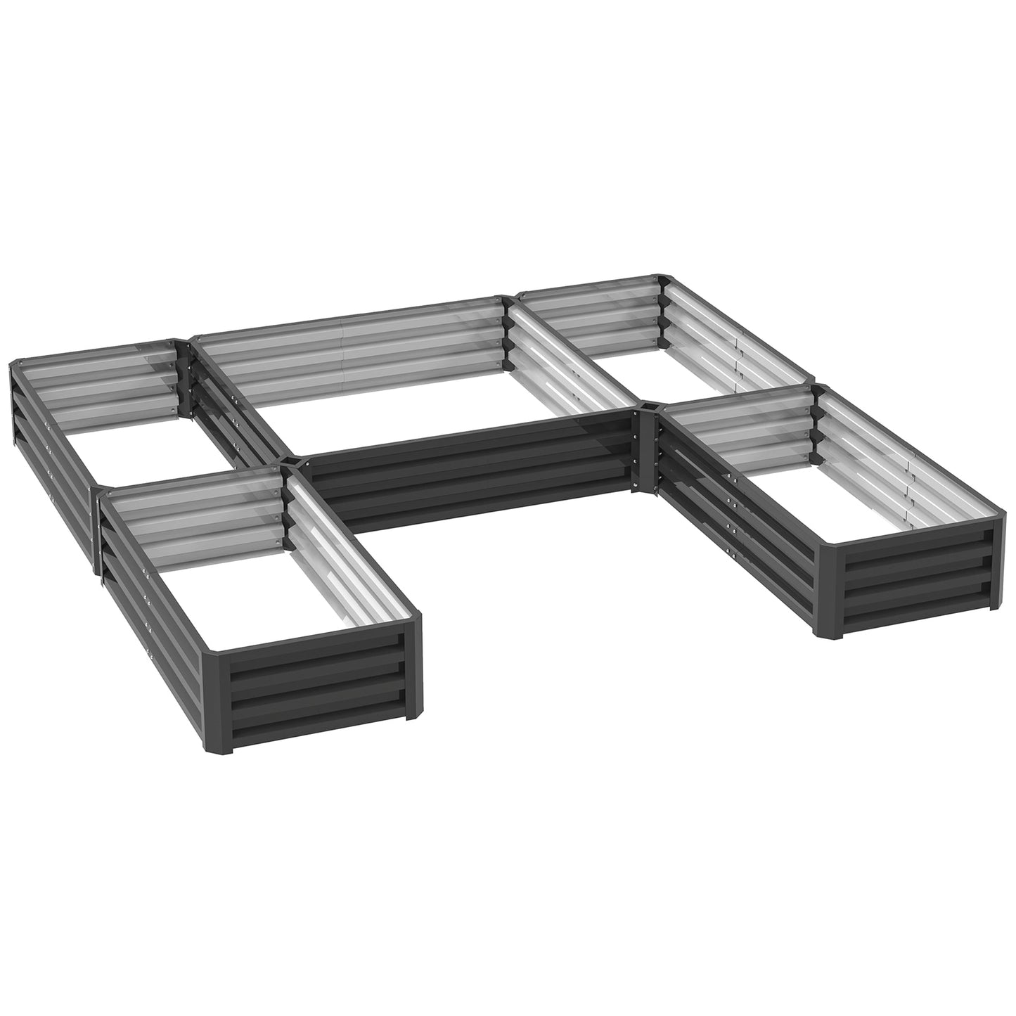 8 x 8ft DIY Raised Garden Bed, Set of 5 Large Steel Box Planters for Outdoor Plants, Vegetables, Flowers, Herbs, Easy Assembly, Dark Grey