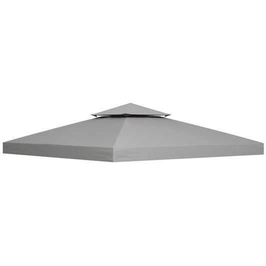 9.8' x 9.8' Square 2-Tier Gazebo Canopy Replacement Top Cover Outdoor Garden Sun Shade, Light Grey