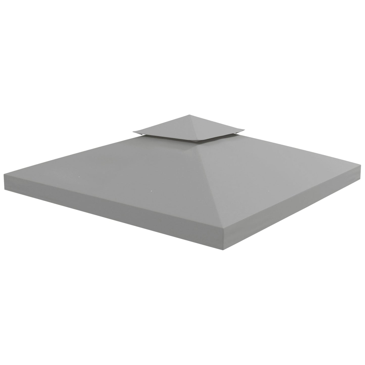 9.8' x 9.8' Square 2-Tier Gazebo Canopy Replacement Top Cover Outdoor Garden Sun Shade, Light Grey