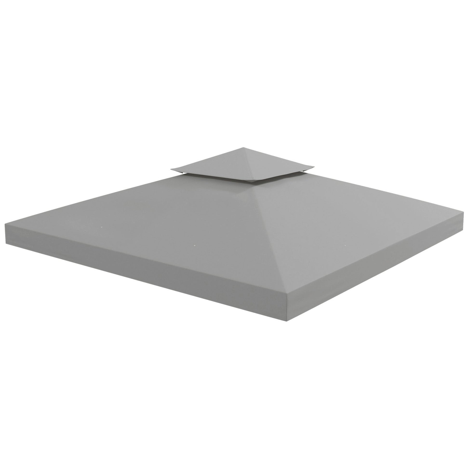 9.8' x 9.8' Square 2-Tier Gazebo Canopy Replacement Top Cover Outdoor Garden Sun Shade, Light Grey