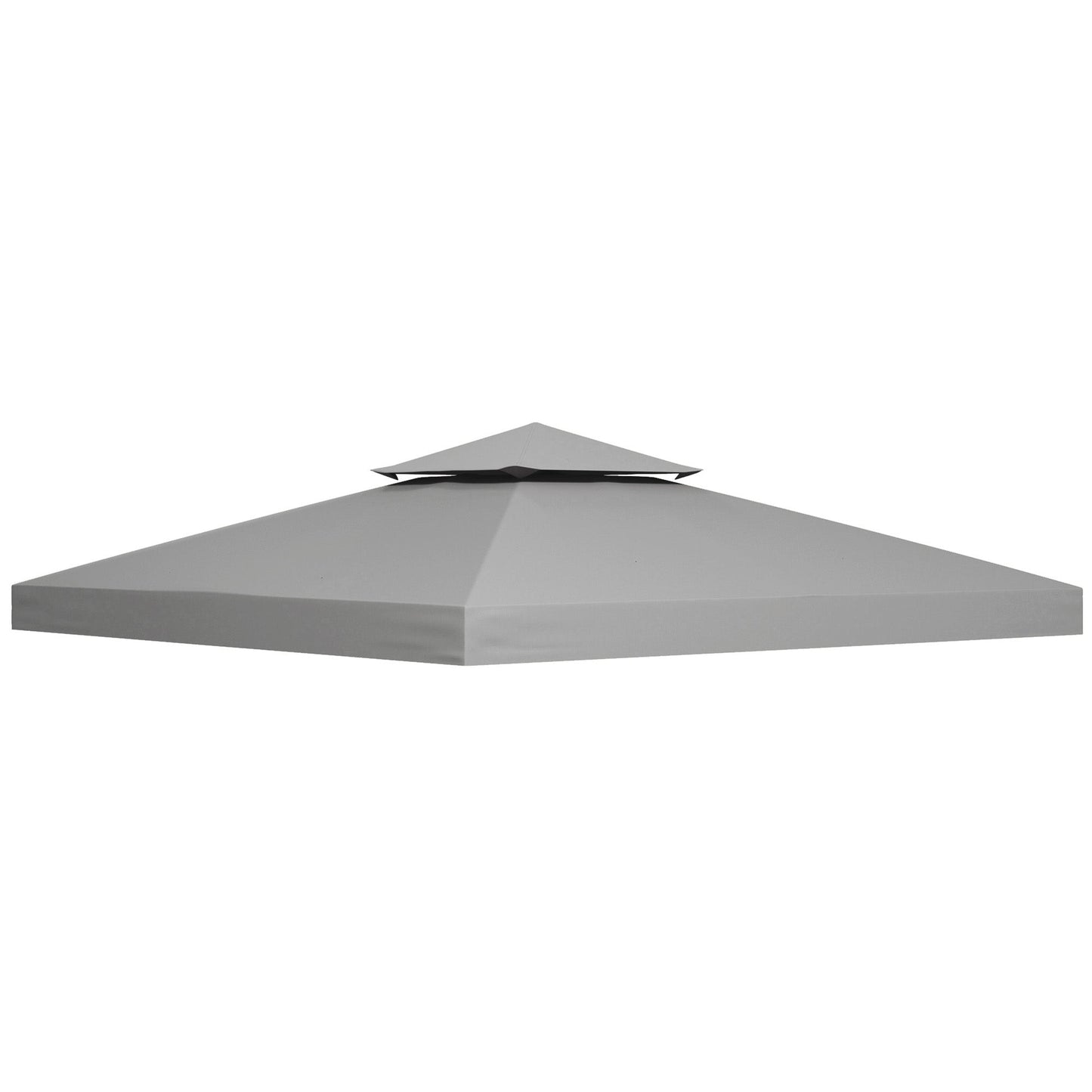 9.8' x 9.8' Square 2-Tier Gazebo Canopy Replacement Top Cover Outdoor Garden Sun Shade, Light Grey