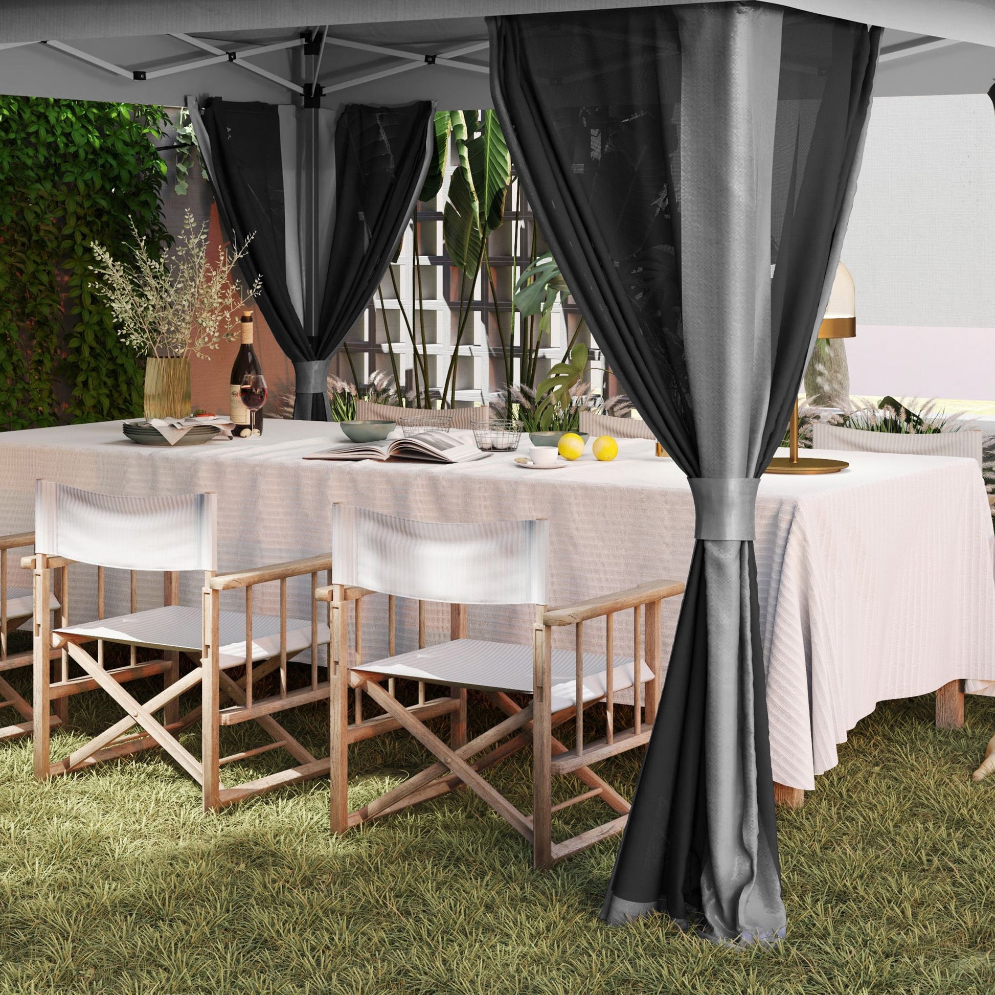 11.7' x 11.7' Pop Up Canopy Tent with Netting, UPF50+ Instant Party Tent Gazebo, Height Adjustable, with Wheeled Carry Bag and Sand Bags for Outdoor, Garden, Patio