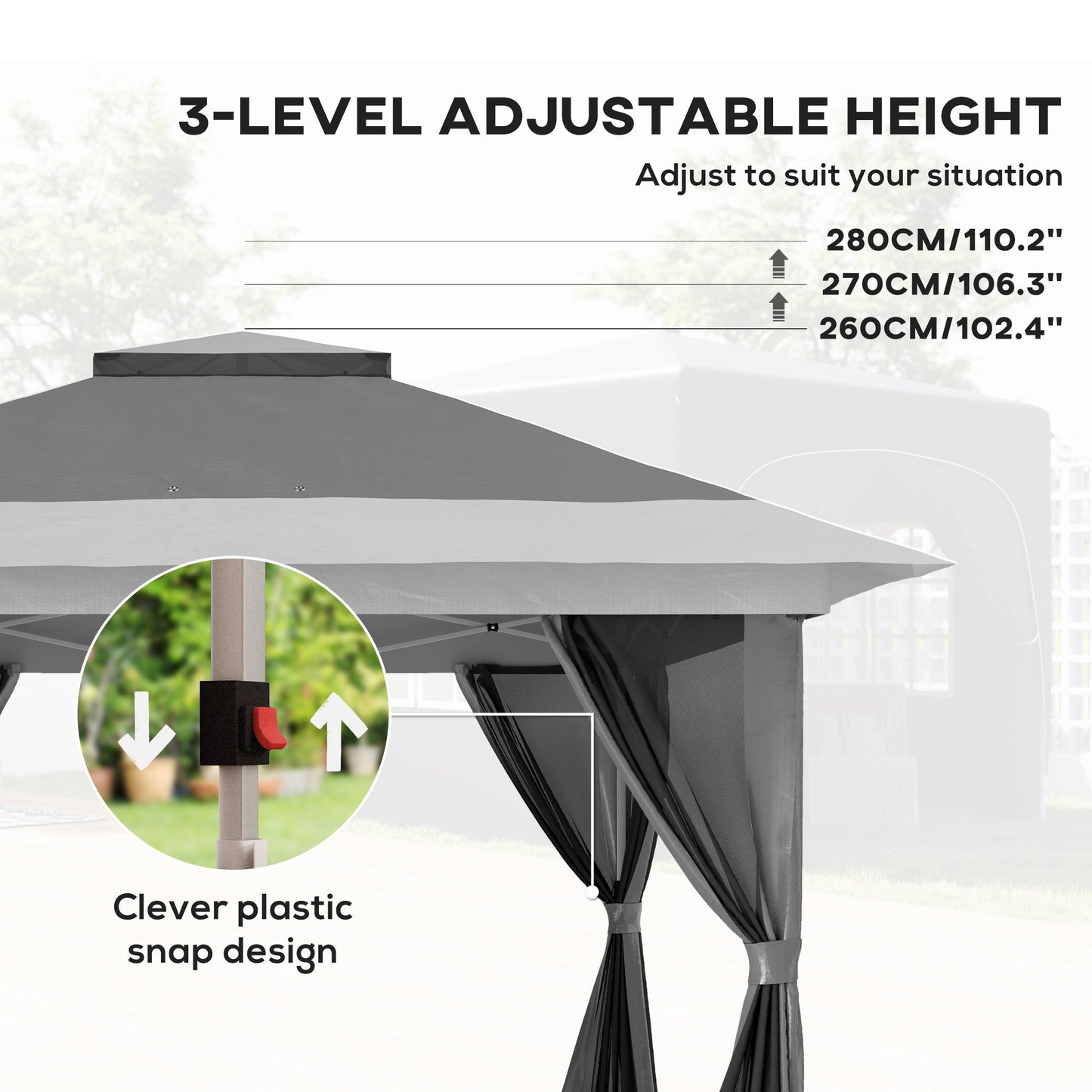 11.7' x 11.7' Pop Up Canopy Tent with Netting, UPF50+ Instant Party Tent Gazebo, Height Adjustable, with Wheeled Carry Bag and Sand Bags for Outdoor, Garden, Patio