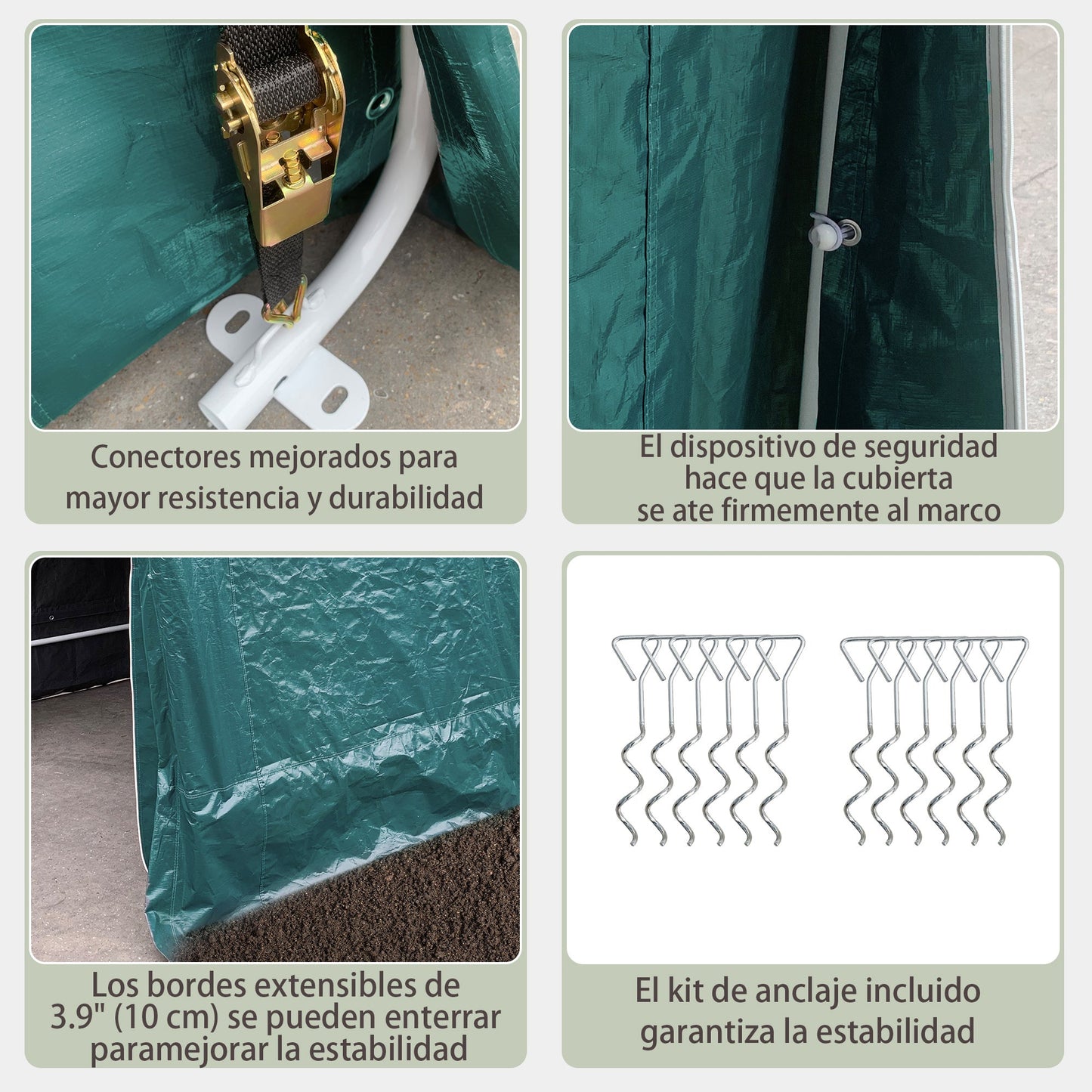 7.9' x 6.6' Garden Storage Tent, Heavy Duty Bike Shed, Patio Storage Shelter w/ Metal Frame and Double Zipper Doors, Green