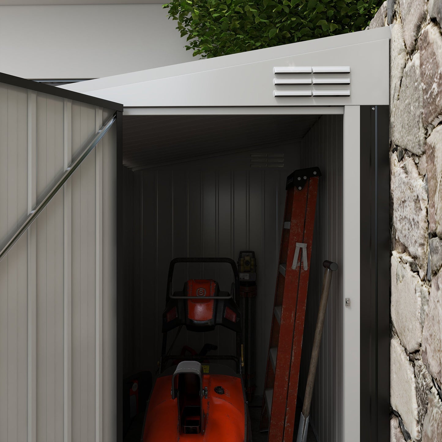 4' x 6' Steel Garden Storage Shed Lean to Shed Outdoor Metal Tool House with Lockable Door and 2 Air Vents for Backyard, Patio, Lawn, Dark Grey