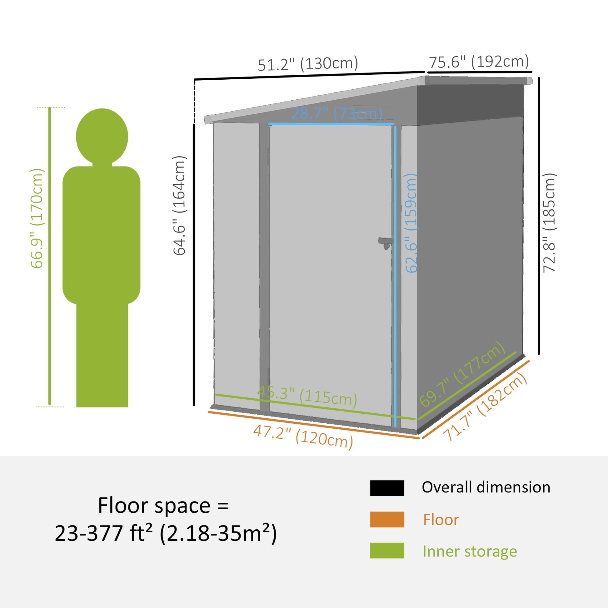 4' x 6' Steel Garden Storage Shed Lean to Shed Outdoor Metal Tool House with Lockable Door and 2 Air Vents for Backyard, Patio, Lawn, Dark Grey