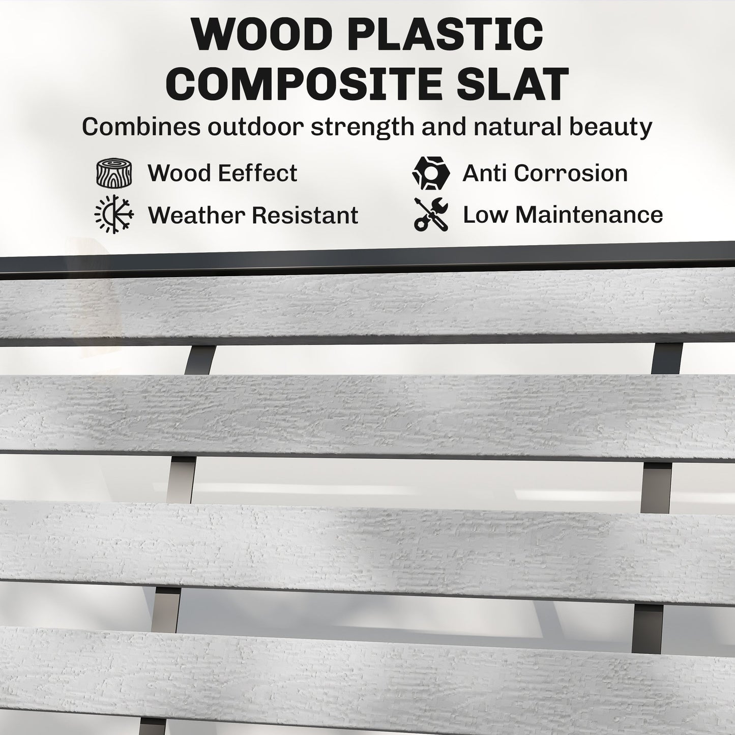 2 Person Outdoor Glider Bench, Patio Glider Swing Loveseat with Faux Wood Slatted Seat and Back, Outdoor Swing Bench with Steel Frame for Backyard, Garden, Porch, Grey