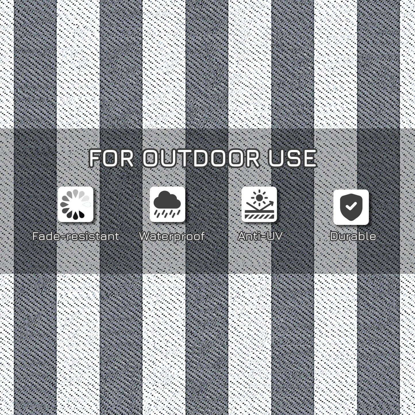 Reversible Outdoor RV Rug, 9' x 18' Patio Floor Mat with Carry Bag, Outdoor Carpet for Backyard, Deck, Picnic, Beach, Camping, Striped, Grey and White